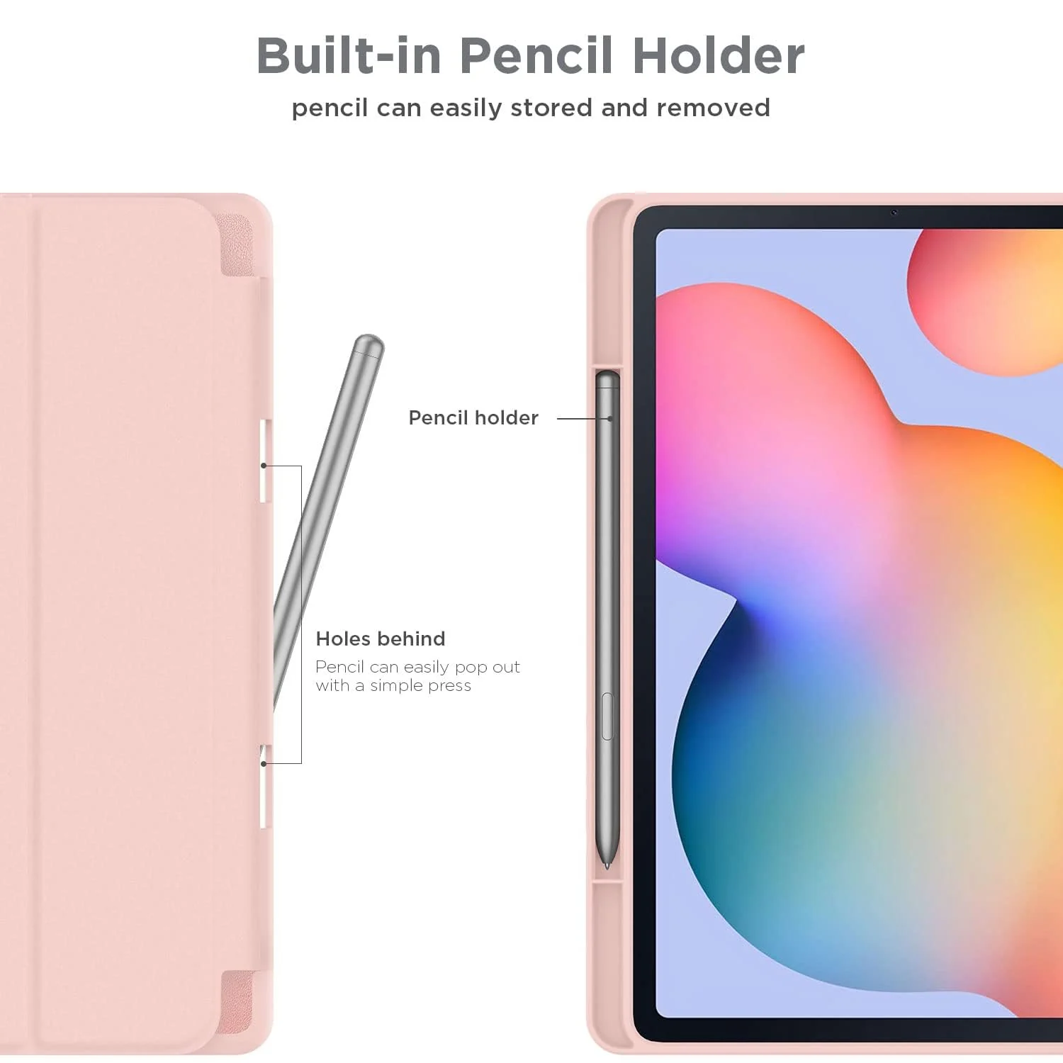 DL3 Mobilak Smart Case For Samsung Galaxy Tab S6 Lite 10.4 inch 2022 (SM-P613/P619) & 2020 (SM-P610/P615) with Pencil Holder, Soft TPU Smart Stand Back Cover Auto Wake/Sleep - Rose Gold