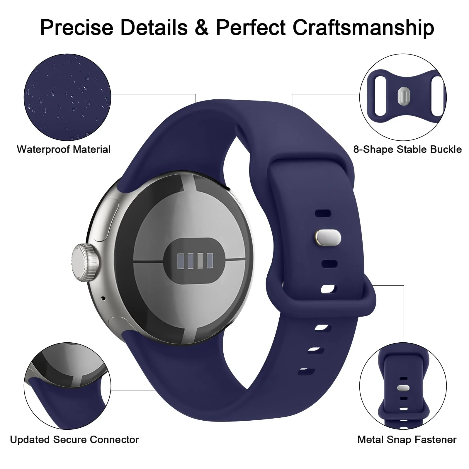 DL3 Mobilak Band Compatible with Google Pixel Watch 1/2/3/4 (41mm), Soft Silicone Sport Replacement Straps Bracelet for Google Pixel Watch 41mm - Blue