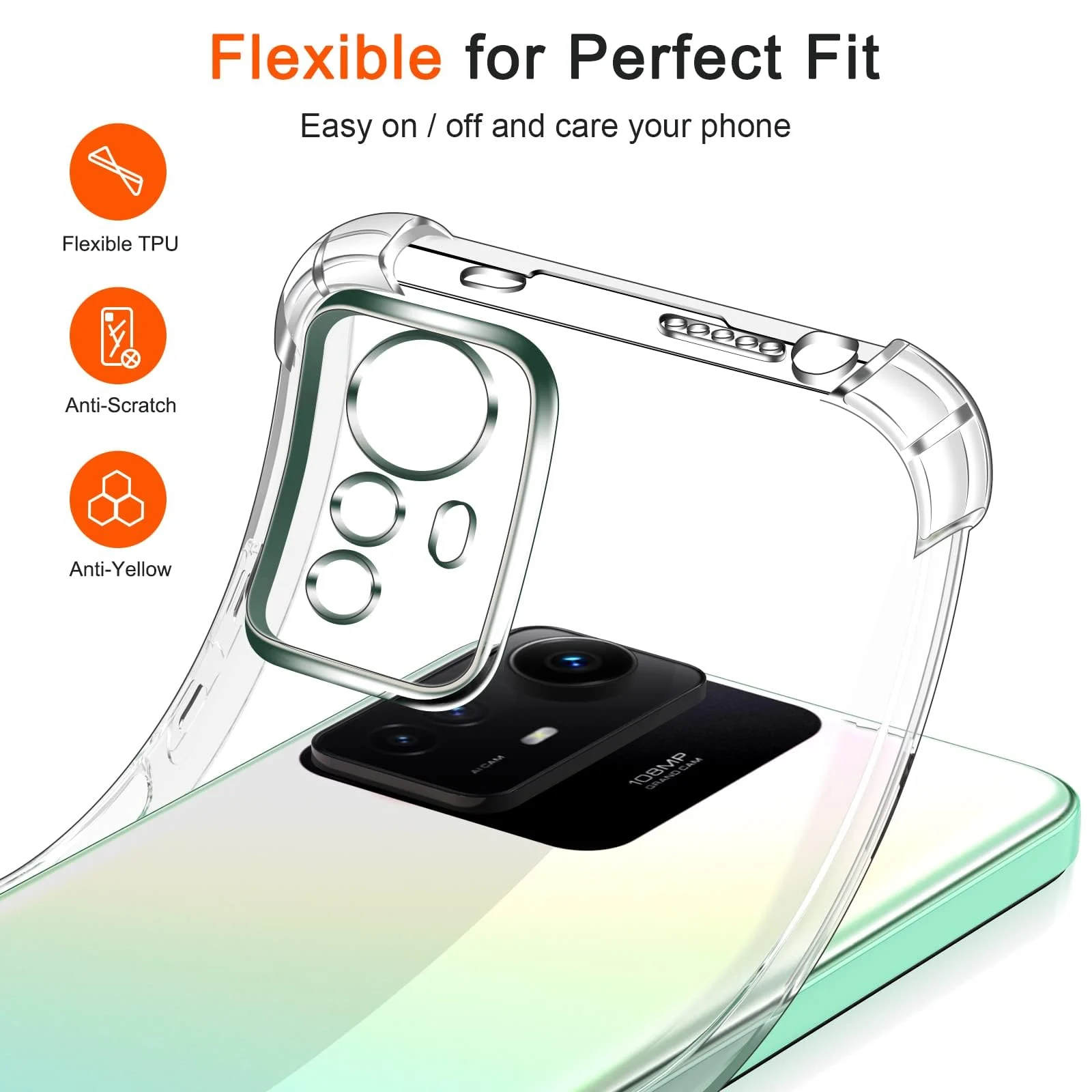 DL3 Mobilak Clear TPU Protective Case for Xiaomi Redmi Note 12S with Camera Protection and Shockproof Design - Clear