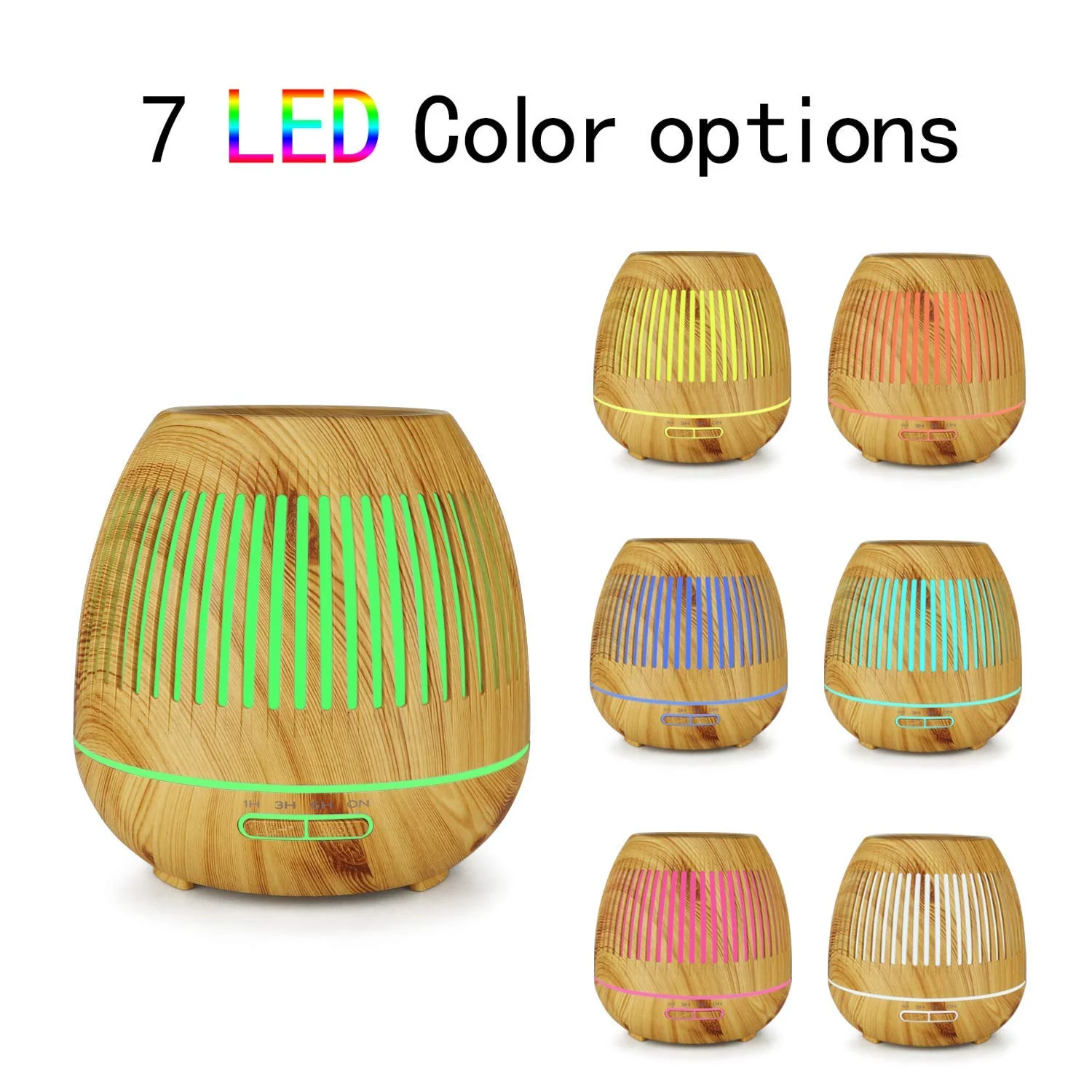 Mobigon Essential Oil Diffuser, Aromatherapy Diffuser 500ml with Remote Control, 4 Timer & Auto-Off Safety Switch, 7 Color LED Lights Mode, 10 Hours Quiet Humidifier for Bedroom - D.Light Woody