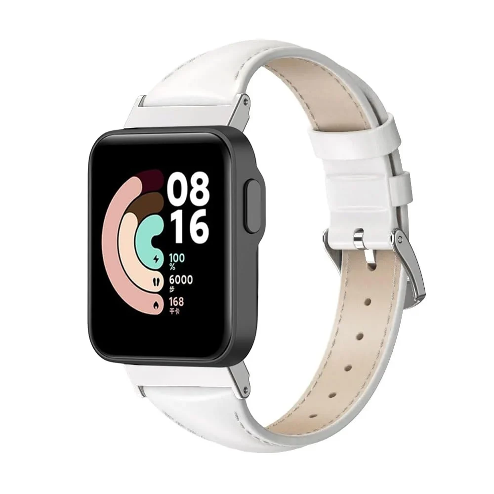 DL3 Mobilak Vintage Leather Strap Compatible with Xiaomi Mi Watch Lite/Redmi Watch, Metal Buckle Breathable Replacement Strap, Men Women Replacement Soft Watch Straps - White