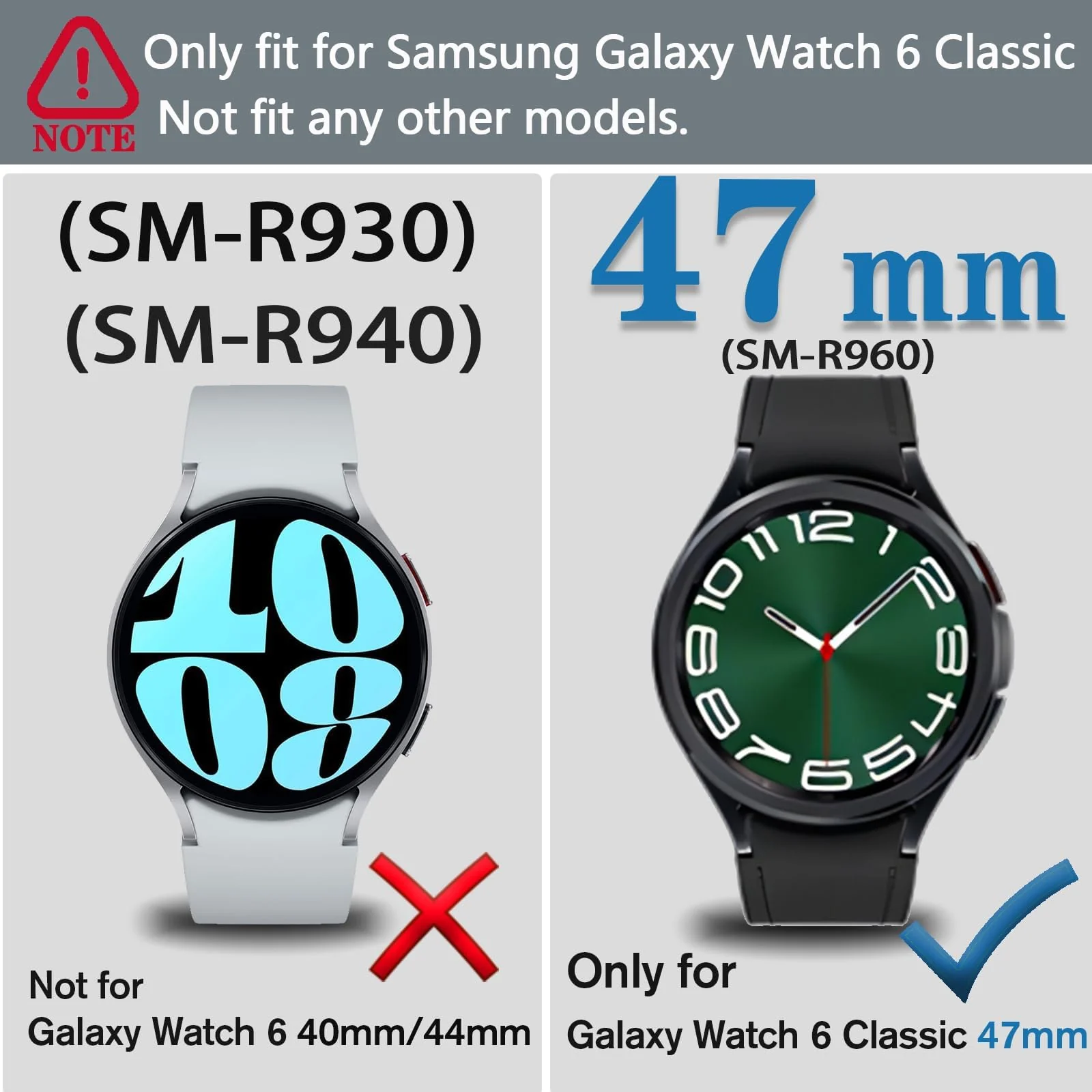 DL3 Mobilak Bumper Case Protector for Samsung Galaxy Watch 6 Classic 47mm, [NO Screen Film] Flexible Lightweight Glossy TPU Edge Case Protective Cover Galaxy Watch 6 Classic 47mm - Silver