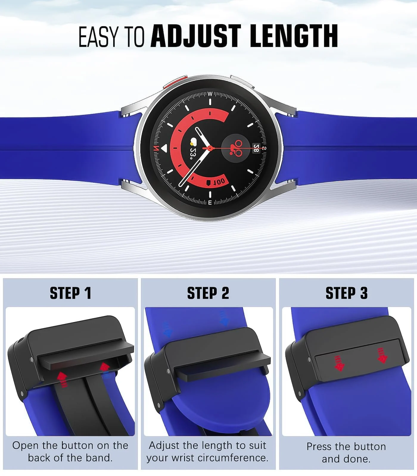 DL3 MOBILAK Magnetic for Samsung Galaxy Watch 6/5/4 Band 40mm 44mm/Galaxy Watch 6 Classic Bands 47mm 43mm/watch 4 Classic 46mm 42mm,Silicone Strap for Samsung Watch 5 Pro 45mm,No Gap Buckle - Blue