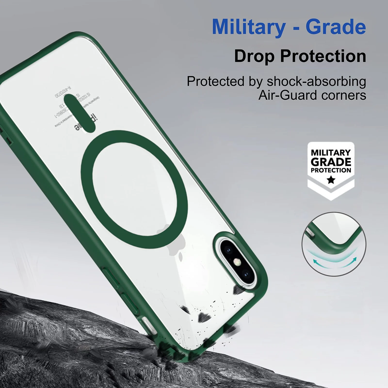 DL3 Mobilak MagSafe-Compatible Clear Magnetic Case for iPhone X / iPhone XS - Green