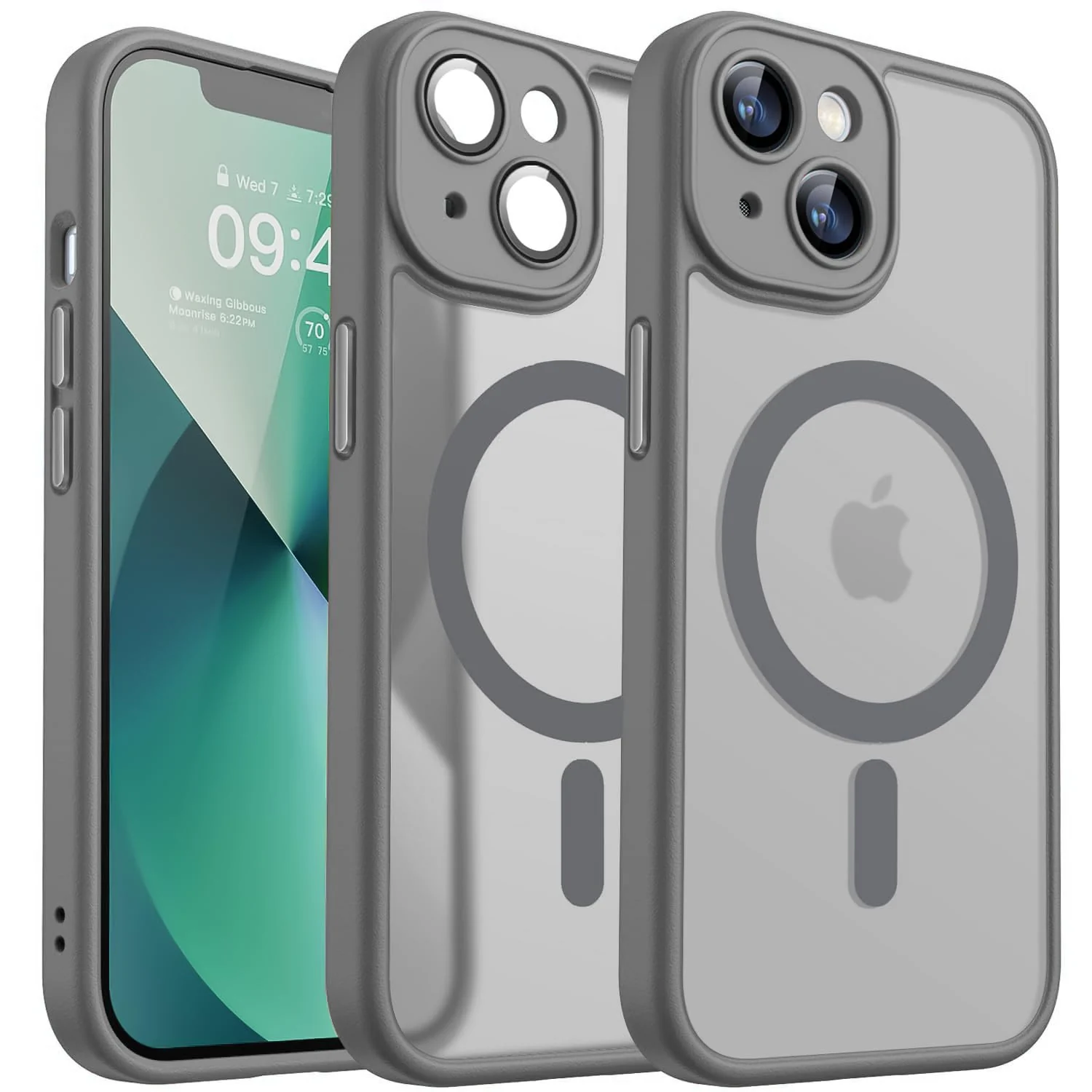 DL3 Mobilak Magnetic for iPhone 15+ Plus/iPhone 14 Plus 6.7-Inch Case, Upgraded [Full Camera Protection] [Compatible with MagSafe] [Translucent Matte] Shockproof Protective Phone Cover - Gray