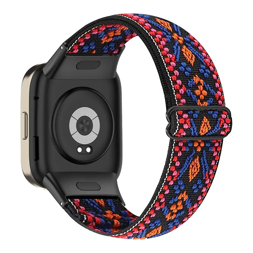 DL3 Mobilak Elastic Straps Compatible with Xiaomi Redmi Watch 3 (Not for Redmi Watch 3 Lite/Active) Men Women, Adjustable Stretchy Bracelets Sport Nylon Replacement Bracelet - Bohemia Red