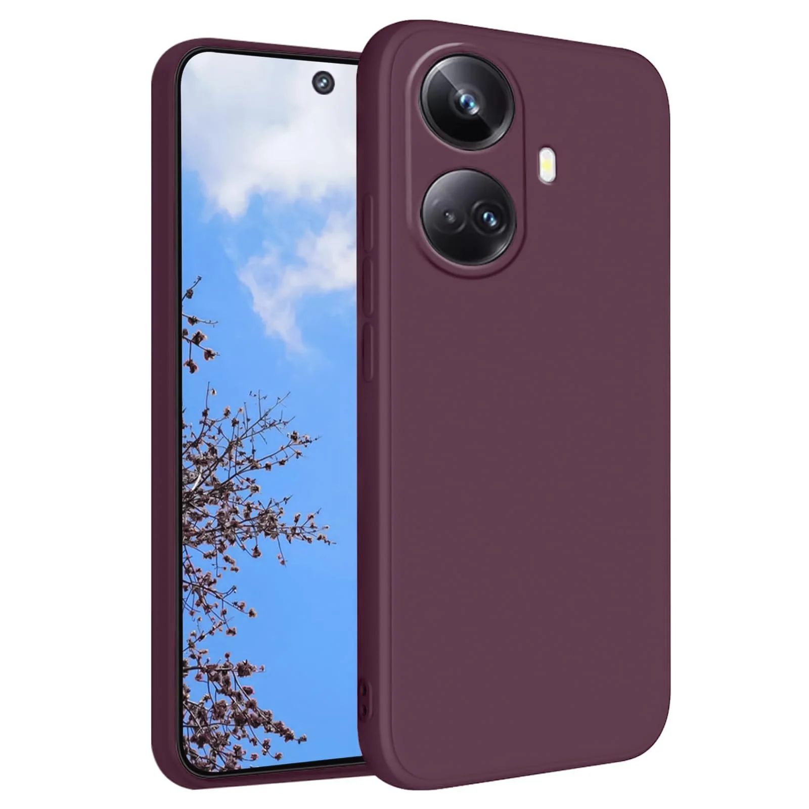 DL3 Mobilak Soft Silicone Protective Case for realme 10 pro plus with Microfiber Lining and Shockproof Design - Wine Red
