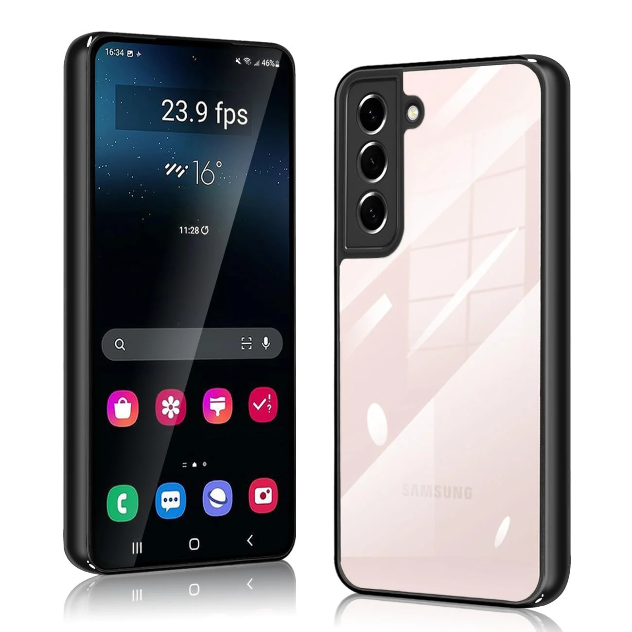 DL3 Mobilak Clear TPU Case for Samsung Galaxy S21 FE 5G, Camera protection, Shock-absorbing protection, Scratch-resistant surface - Black