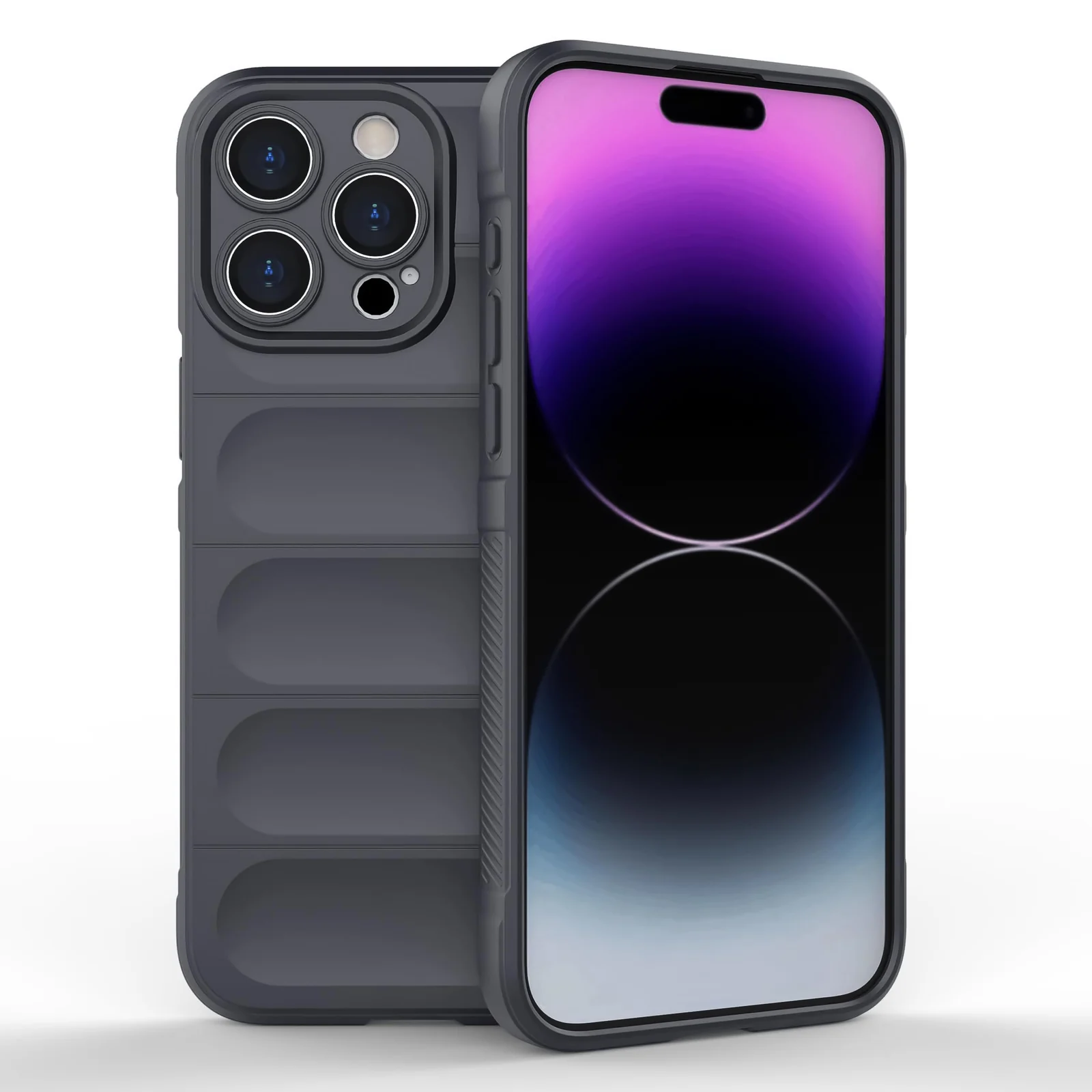 DL3 Mobilak Silicone Case for Apple iPhone 15 Pro Max Heavy Duty Protective [Slim Fit] Shockproof Soft Flexible Protective Design Shock-Absorption TPU Cover With Camera Protection - Dark Gray