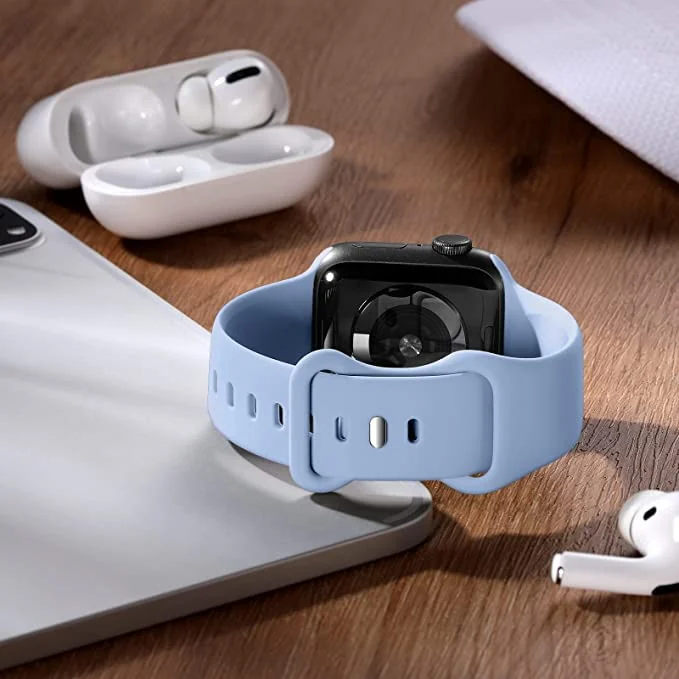 DL3 Mobilak Bands Compatible with Apple Watch Ultra 49mm 45mm 44mm 42mm 41mm 40mm 38mm, Replacement Soft Silicone Strap for iWatch Ultra 2 Series 9/8/7/6/5/4/3/2/1 SE (42MM/44MM/45MM/49MM) - Baby Blue