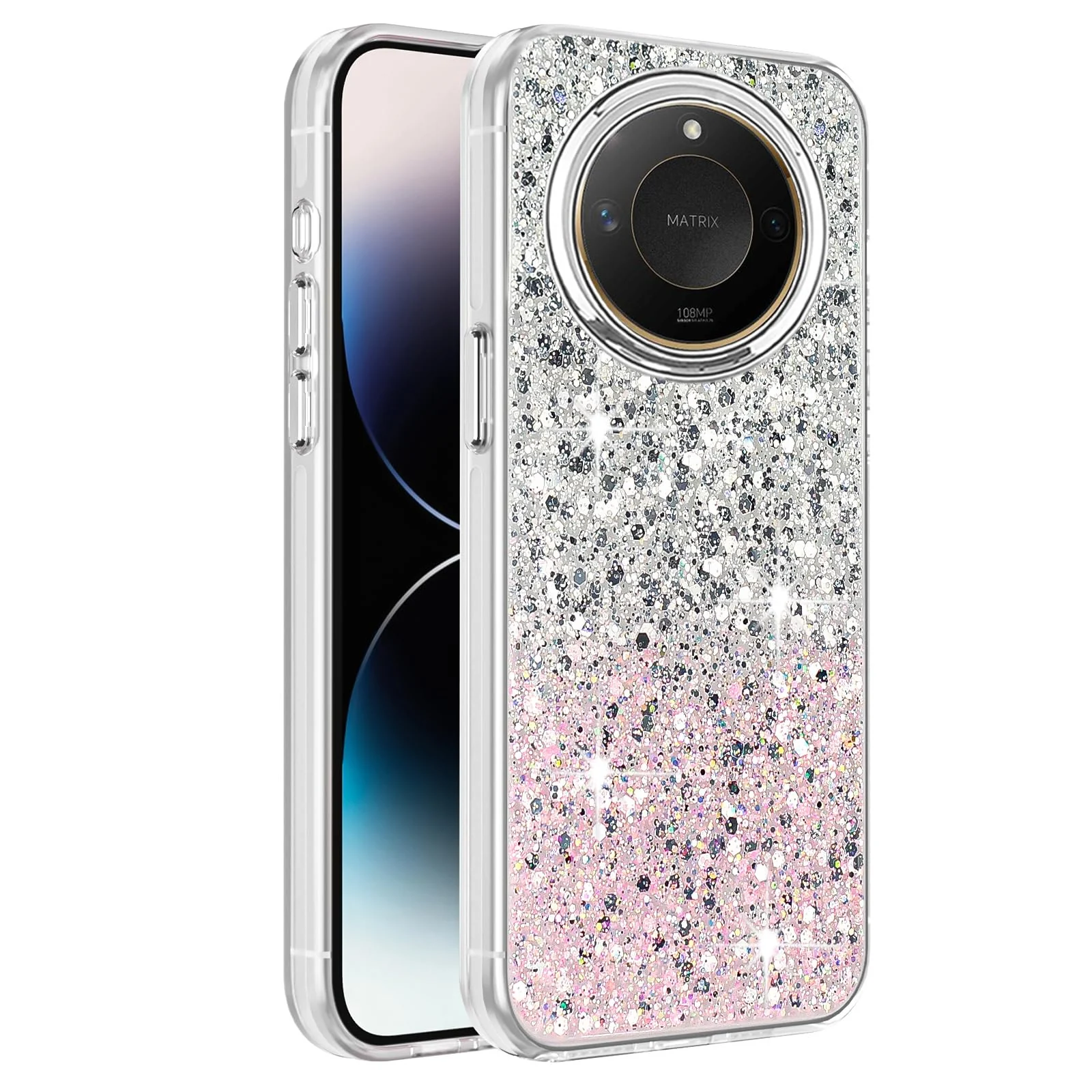 DL3 Mobilak Glitter Protective Case with Camera Protection for Honor X9c Smart - White Pink
