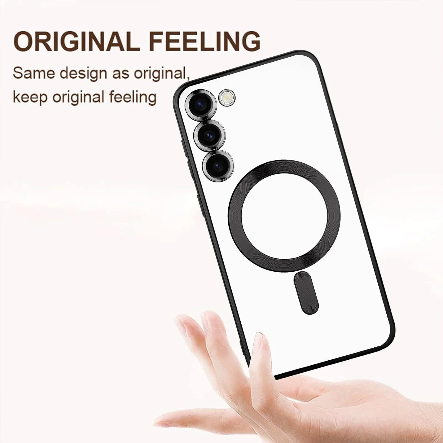 DL3 Mobilak Case for Samsung Galaxy S23 MagSafe with Camera Lens Protector, Magnetic Clear Case Full Protection Plating Anti-Scratch Slim Thin Case Cover - Black