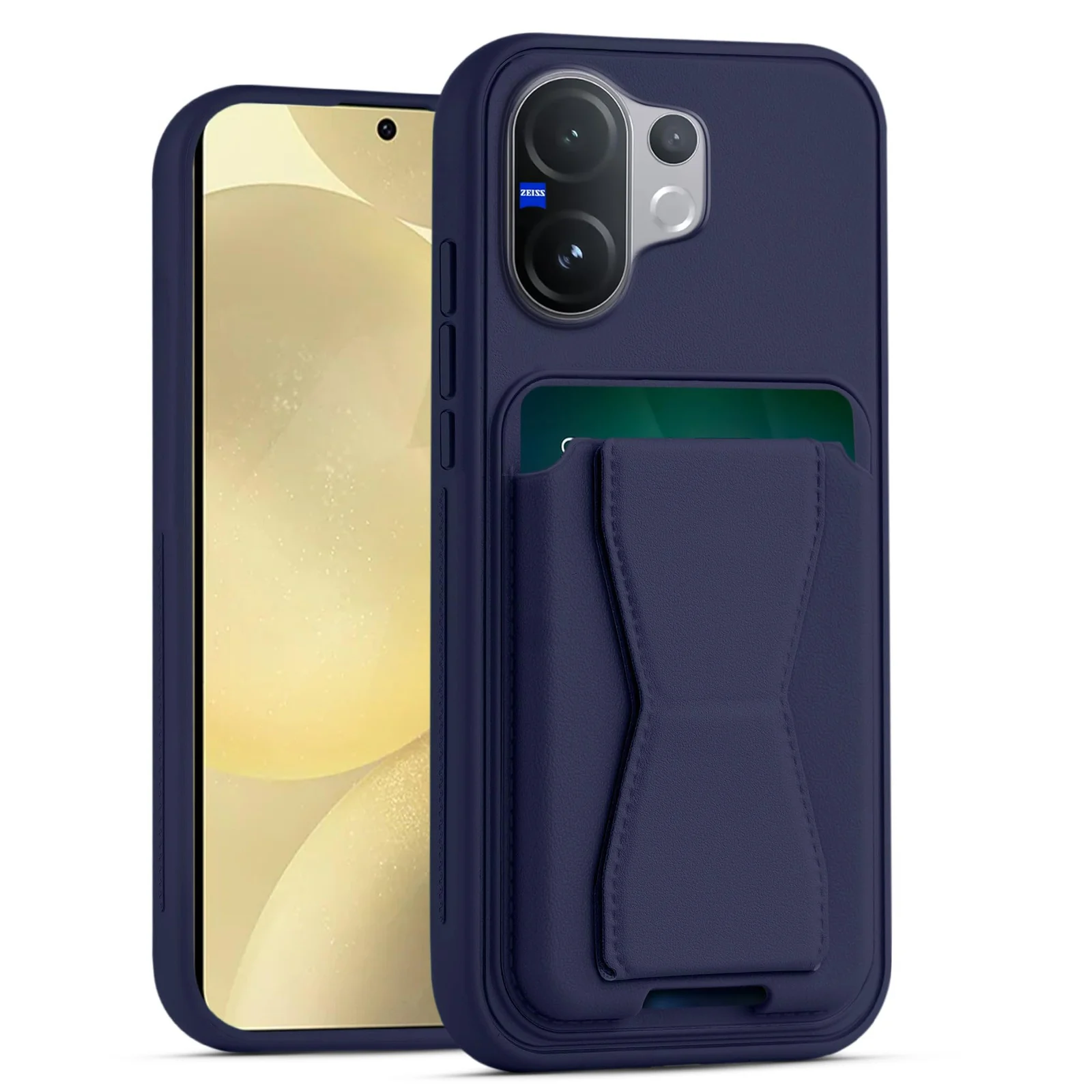 DL3 Mobilak Leather Wallet Case Compatible with Vivo V60 5G, Leather Back Cover With TPU Frame, Shockproof Protective Phone Case with Card Holder Stand - Blue