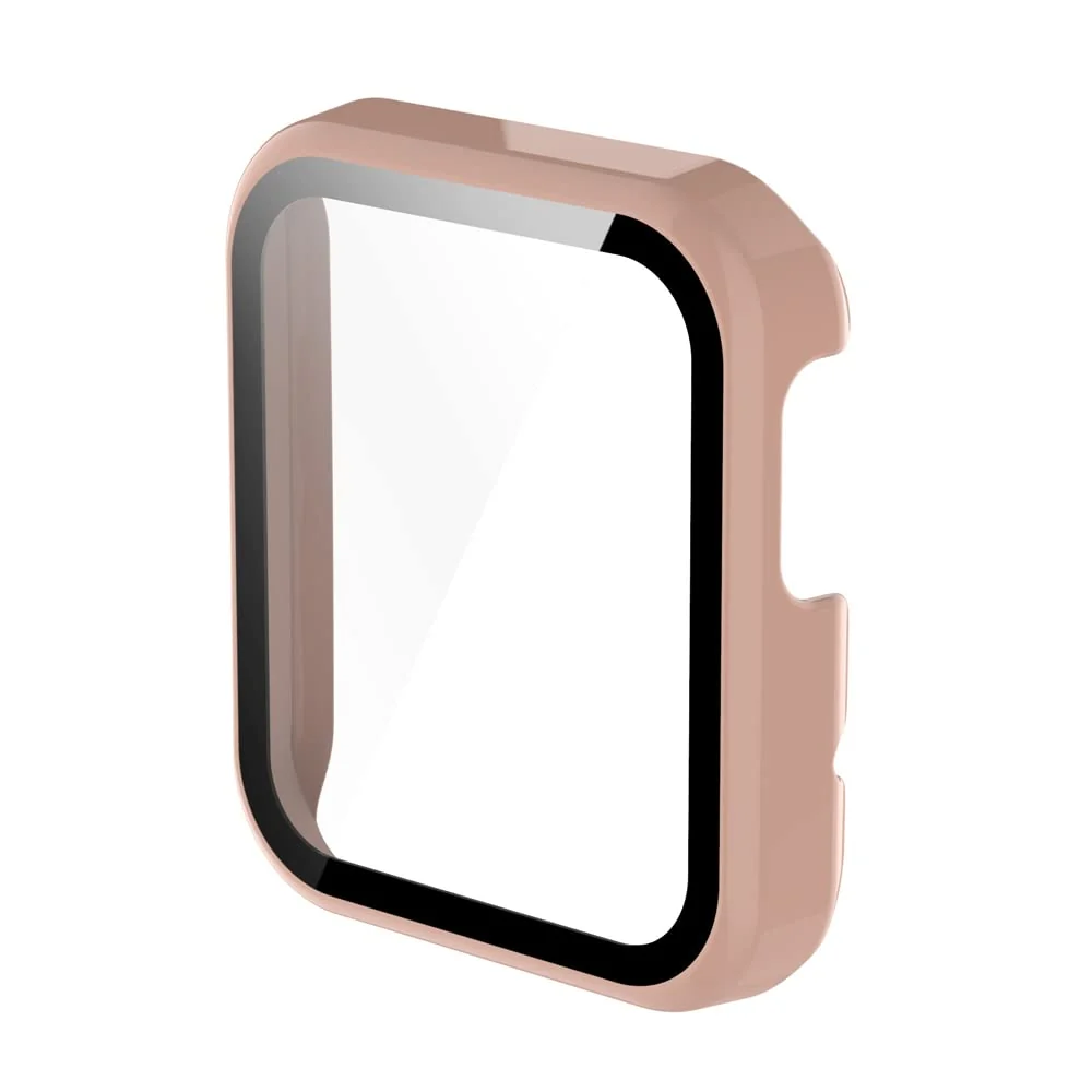 DL3 Mobilak Protective Case Compatible with Xiaomi Mi Watch Lite, 9H Hardness PC Cover Bumper Full Slim Protective Case with Tempered Glass For Redmi Watch Lite - Pink