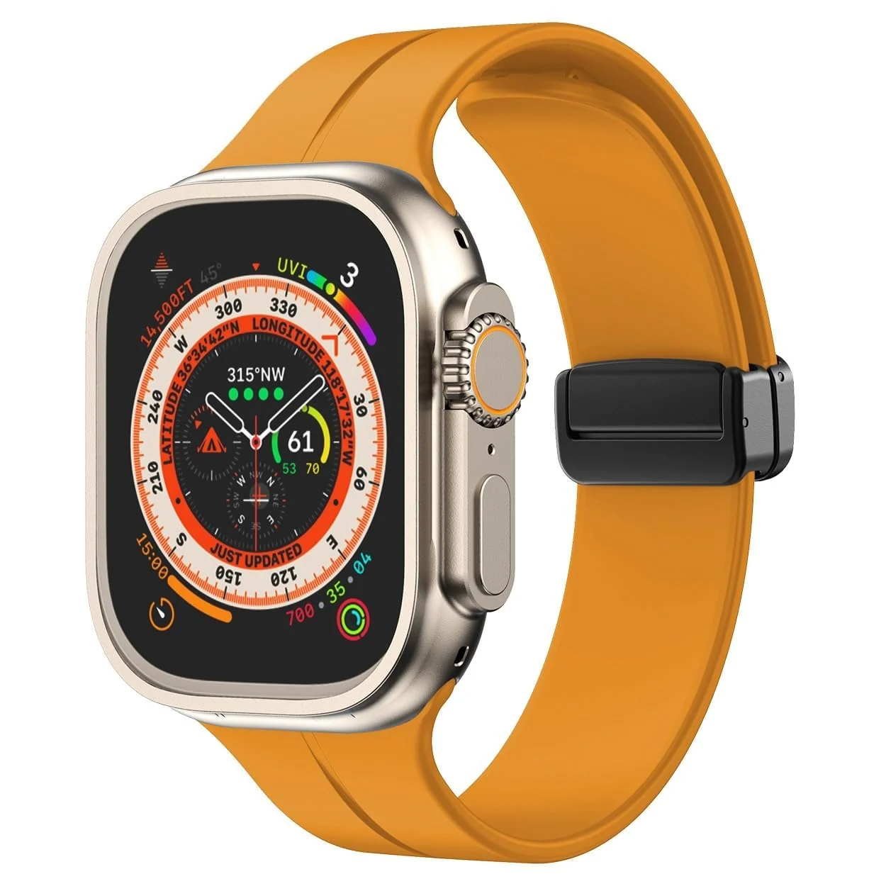DL3 Mobilak Magnetic Bands for Apple Watch Ultra/Ultra 2 Band 49mm 45mm 44mm 42mm 41mm 40mm 38mm, Soft Sport Silicone Strap for iwatch Series 9/8/7/6/5/4 (A. , 42mm/44mm/45mm/49mm) - A.Orange