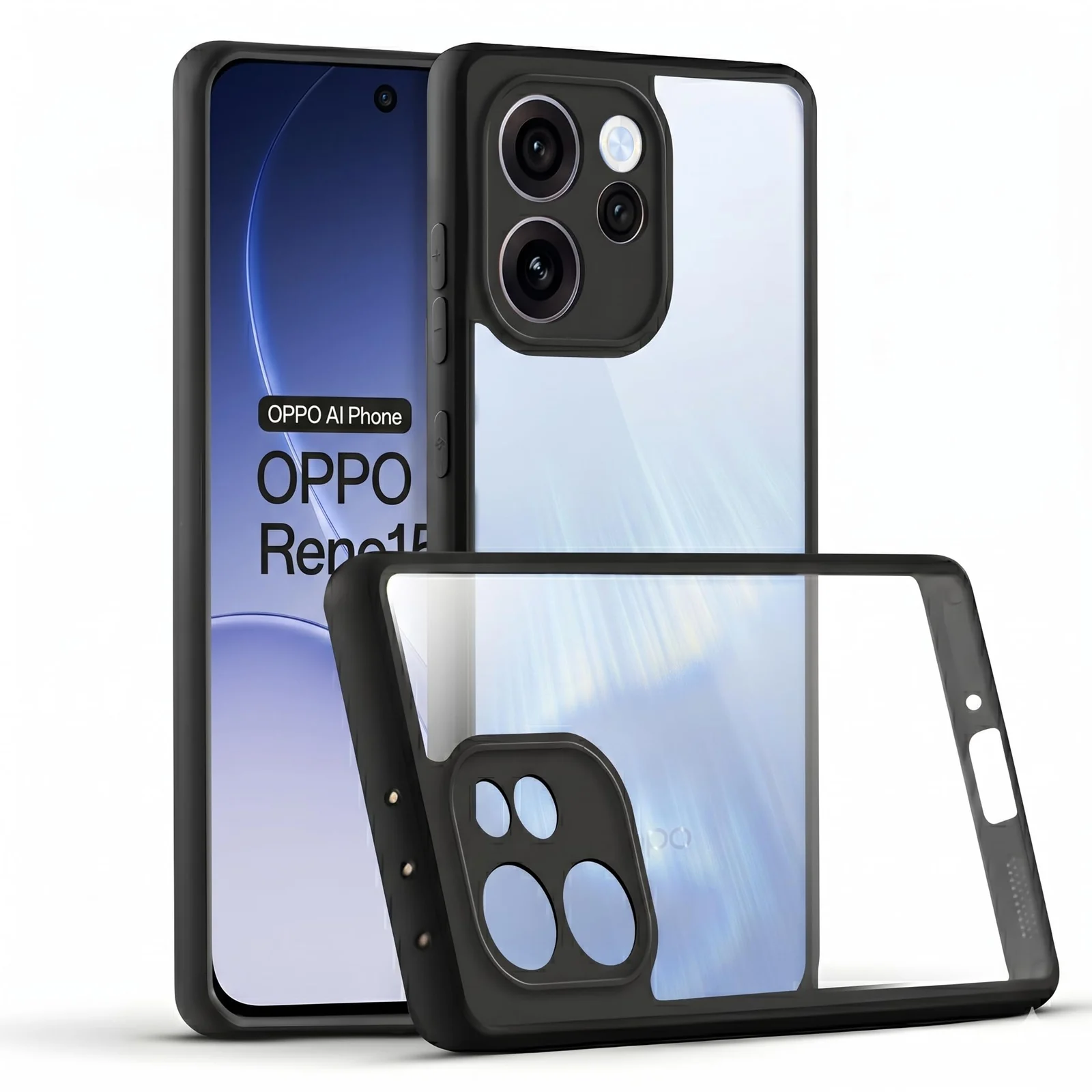 DL3 Mobilak Clear TPU Case for OPPO Reno 15F 5G / Reno 15 FS 5G, Camera protection, Shock-absorbing protection, Scratch-resistant surface - Black