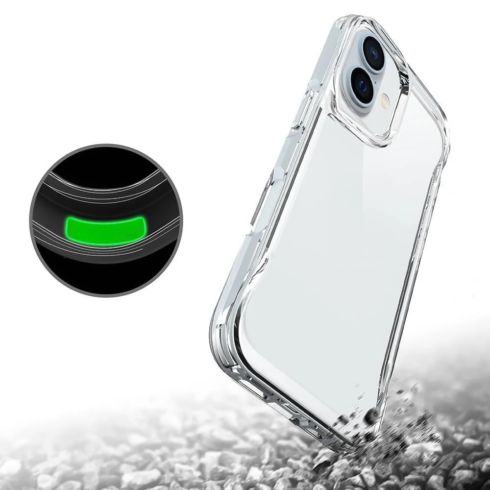 DL3 Mobilak Rugged Protective Case for iPhone 16 6.1-Inch, Supports wireless charging, Shock-absorbing protection, Non-slip grip - Clear
