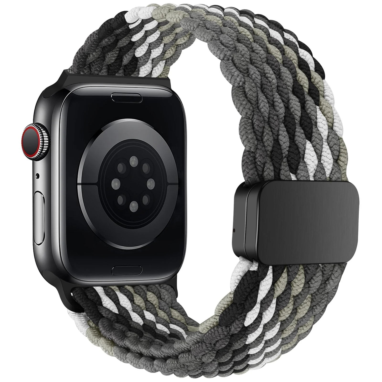 DL3 Mobilak Sport Solo Loop Compatible with Apple Watch Band 42mm 44mm 45mm 46mm 49mm for Women Men, Magnetic Strap Stretchy Braided Wristband for iWatch Series 11 10 9 8 7 6 5 4 3 Ultra 3 2 1 SE SE2 - Black