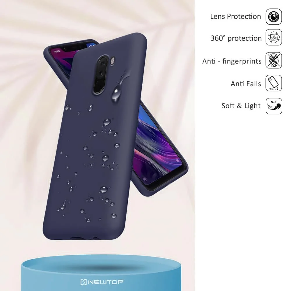 DL3 Mobilak Liquid Silicone Case for Xiaomi Poco F1, Shock-absorbing protection, Scratch-resistant surface, Soft microfiber lining - Dark Blue