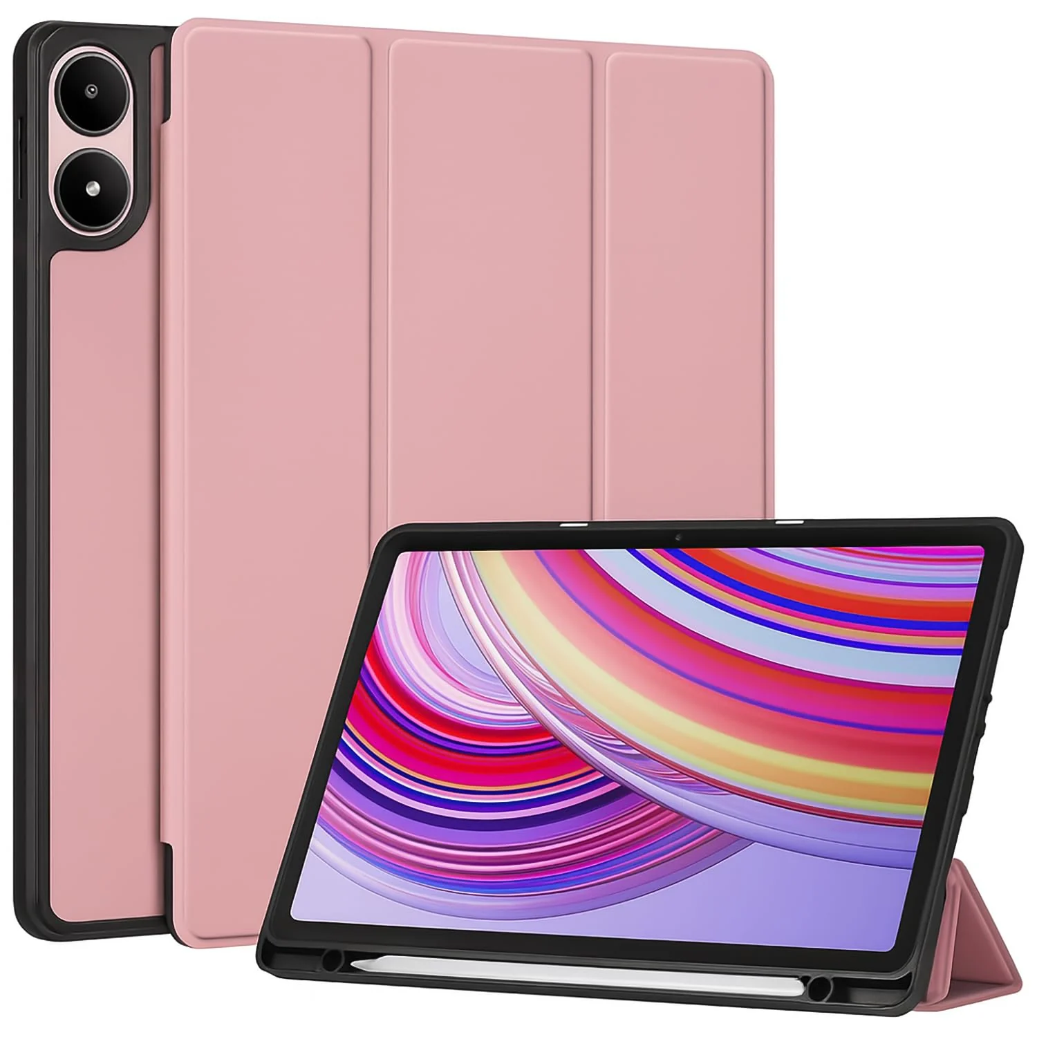 DL3 Mobilak Xiaomi Redmi Pad Pro 12.1 Inch 2024 Tablet Cover Case with Pencil Holder, Soft TPU Back Trifold Stand Protective Smart Cover Flip, Auto Wake&Sleep
