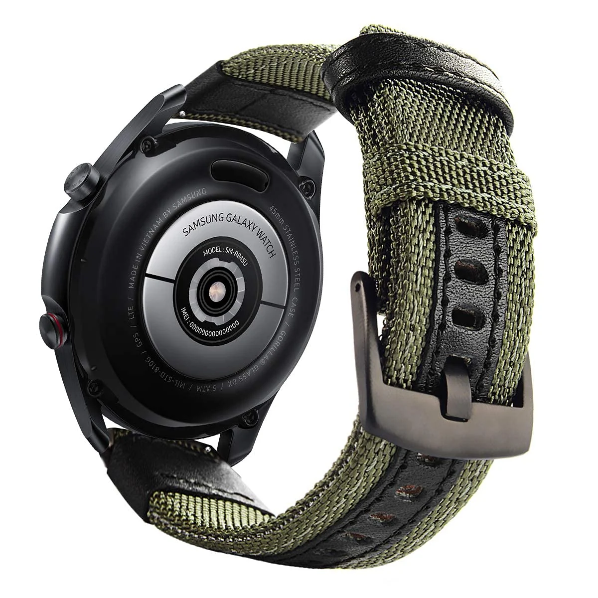 DL3 Mobilak Nylon Sports Bands With Leather 20MM Strap for Samsung Gear Sport, Watch 6, 4, 5, 5 Pro, S2 Classic, Active 2 40mm 44mm, Amazfit GTS 3, 4, 4 Mini, Bip 3 Pro, GTS2, Bp U - Green