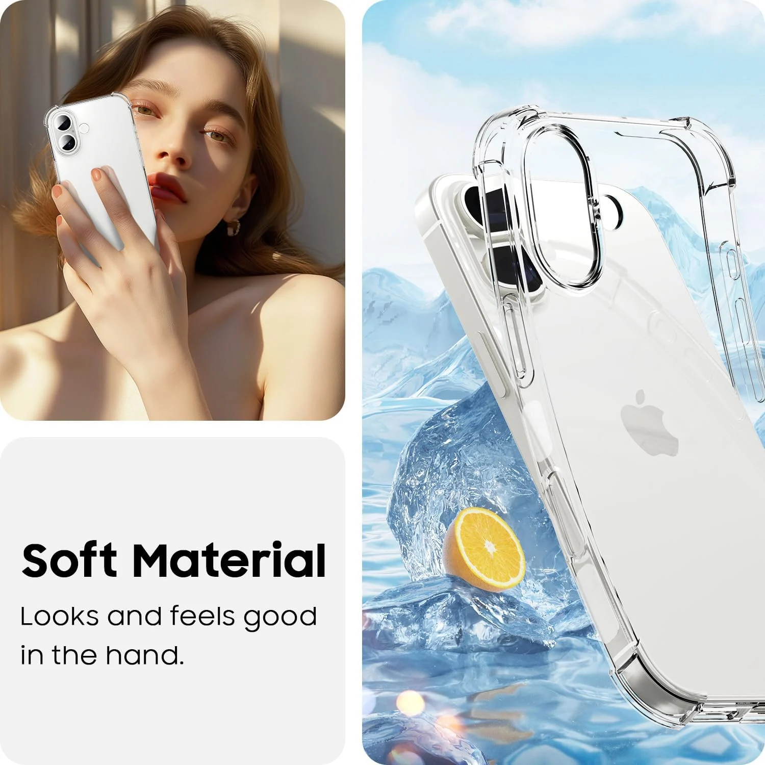 DL3 Mobilak Clear TPU Case for iPhone 16 Puls, Camera protection, Shock-absorbing protection, Non-slip grip - Clear