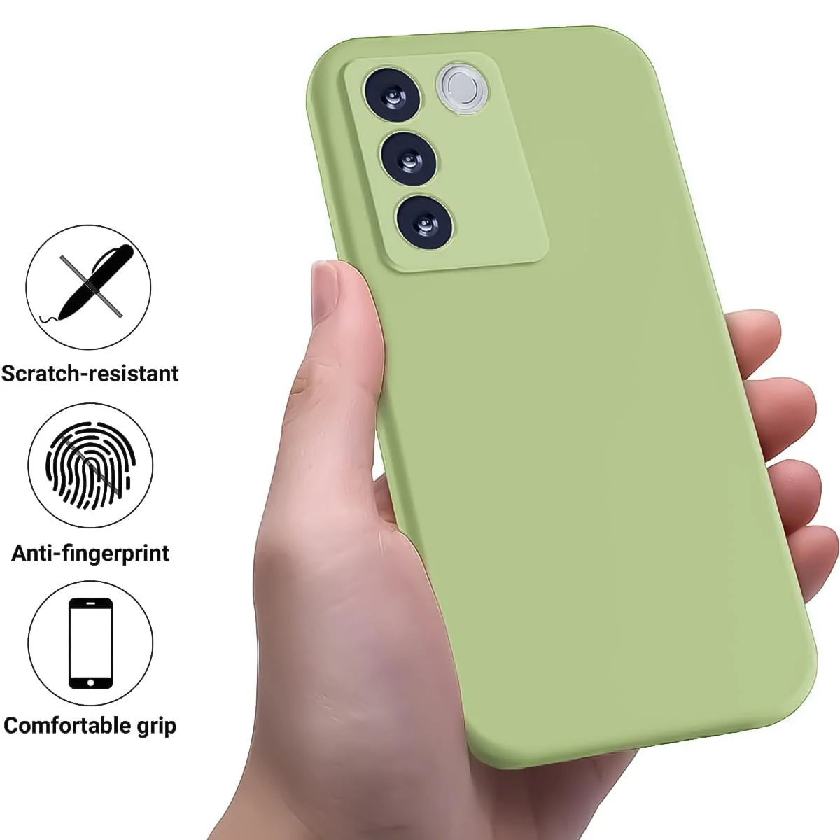 DL3 Mobilak Liquid Silicone Case for vivo V27e / vivo S16e, Shock-absorbing protection, Scratch-resistant surface, Soft microfiber lining - Mint Green