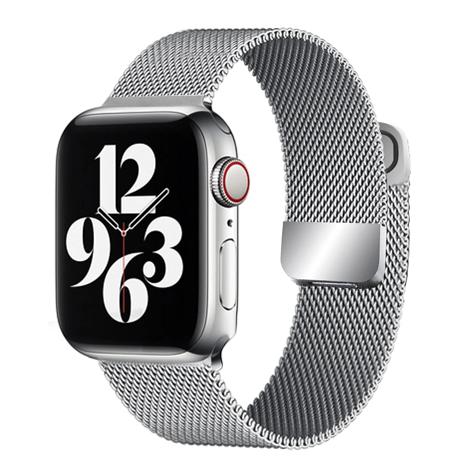 DL3 Mobilak Stainless Steel Magnetic Strap For Apple Watch Band 49mm 45mm 44mm 42mm 41mm 40mm 38mm, Milanese Loop Metal Wristband for iWatch Series 9 8 7 SE 6 5 4 (42mm/44mm/45mm/49mm) - Silver