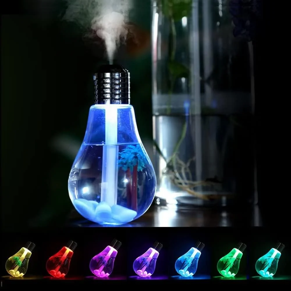 Mobigon Wood Cool Mist Ultrasonic Humidifier for Room Moisture, Aroma Diffuser for Home, 400ml Essential Oil Diffuser with 7 Colorful Night Light, Auto Shut-Off, Home, Office - Style 1