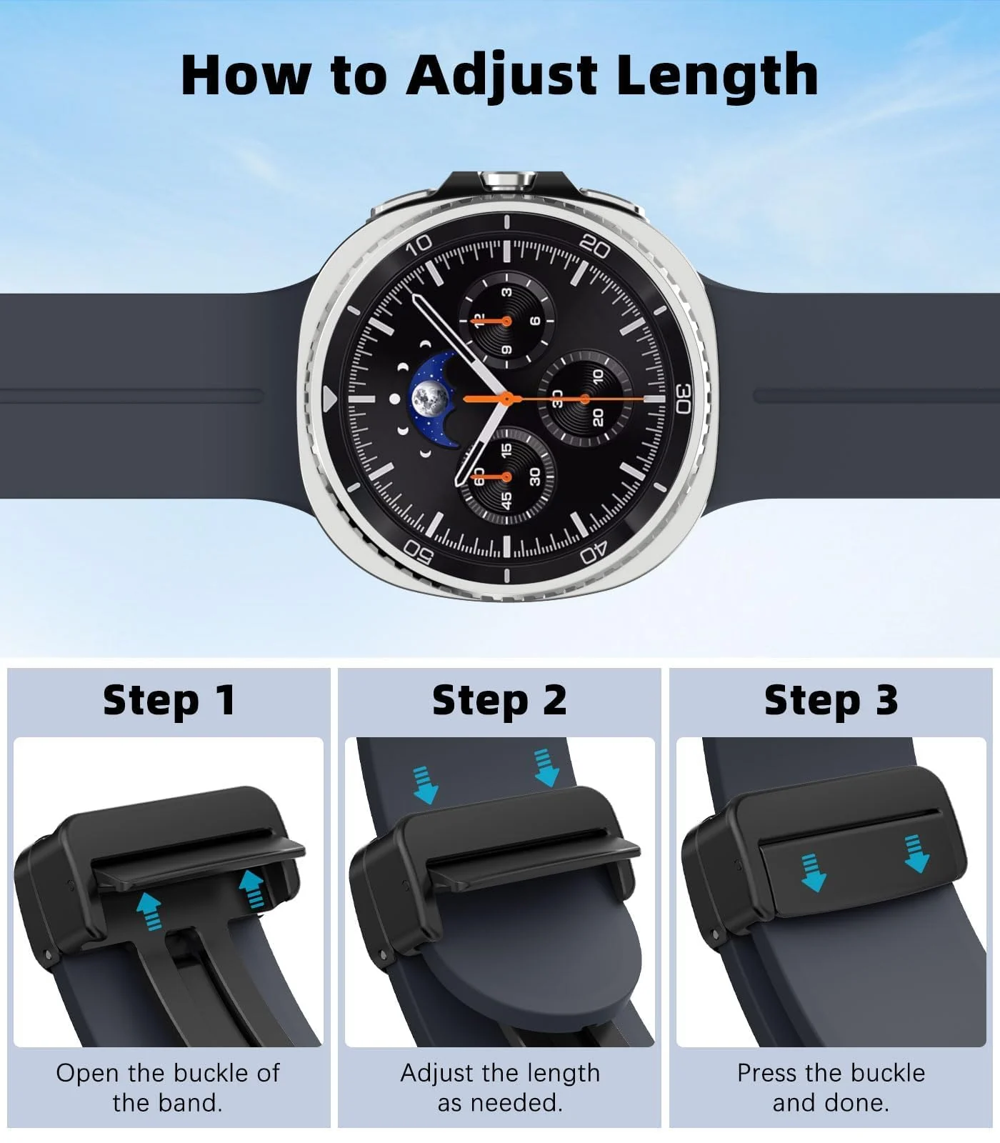 DL3 Mobilak Silicone Strap for Samsung Galaxy Watch 8 40mm/44mm, Men's and Women's Adjustable Sports Silicone Magnetic Buckle Bands for Samsung Galaxy Watch 8 Classic 46mm 2025 - Dark Gray