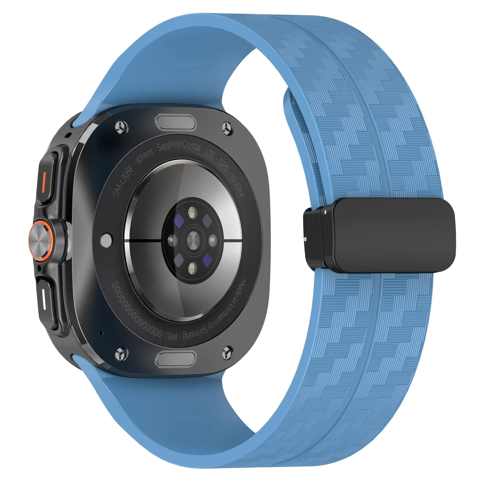DL3 Mobilak Compatible for Samsung Galaxy Watch Ultra Band 47mm for Men Women, Soft Silicone Waterproof Sport Strap with Magnetic Clasp, Stylish Carbon Fiber Replacement Galaxy Watch 7 Ultra Bands - Light Blue