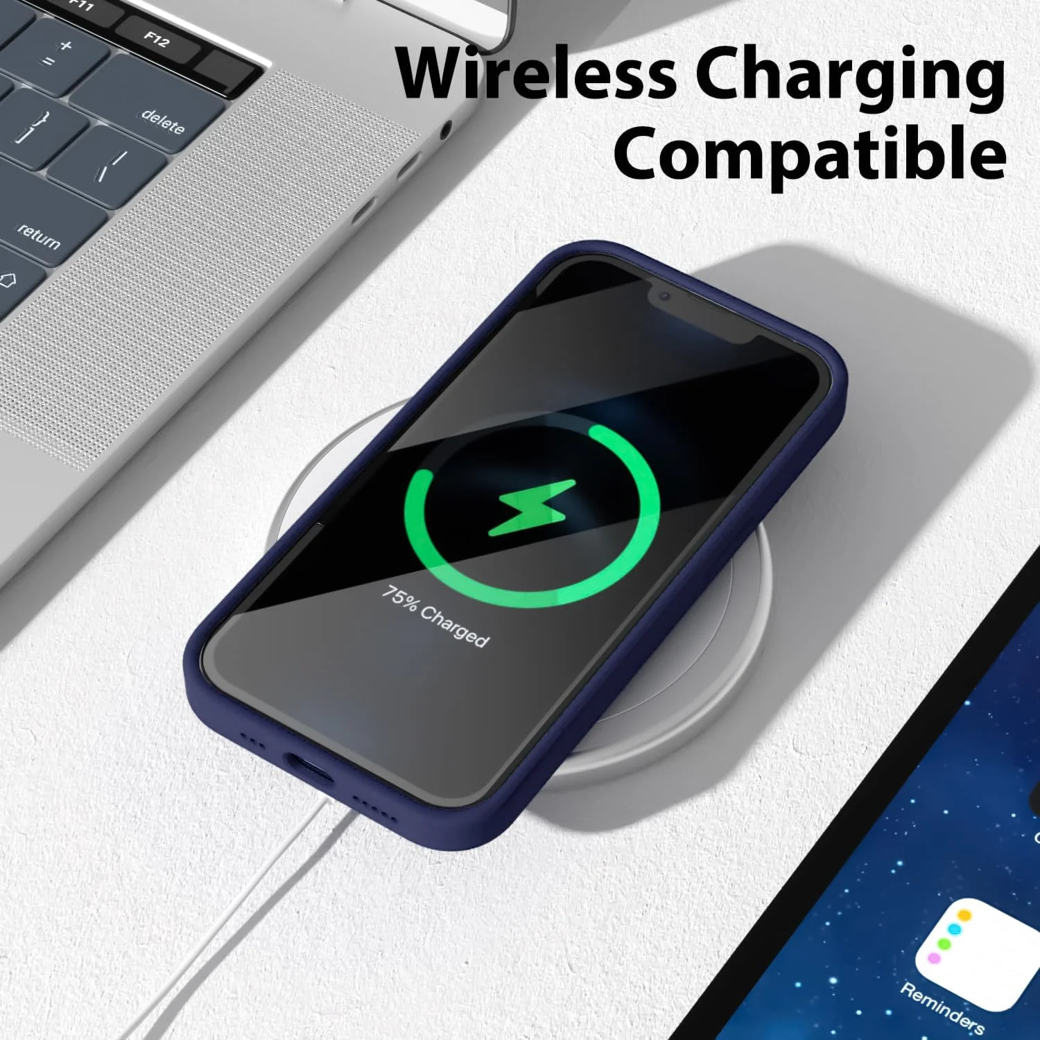 DL3 Mobilak Silicone Protective Case for iPhone 13 Pro Max (6.7 Inch), Does not support wireless charging, Built-in kickstand, Anti-fingerprint finish - Blue