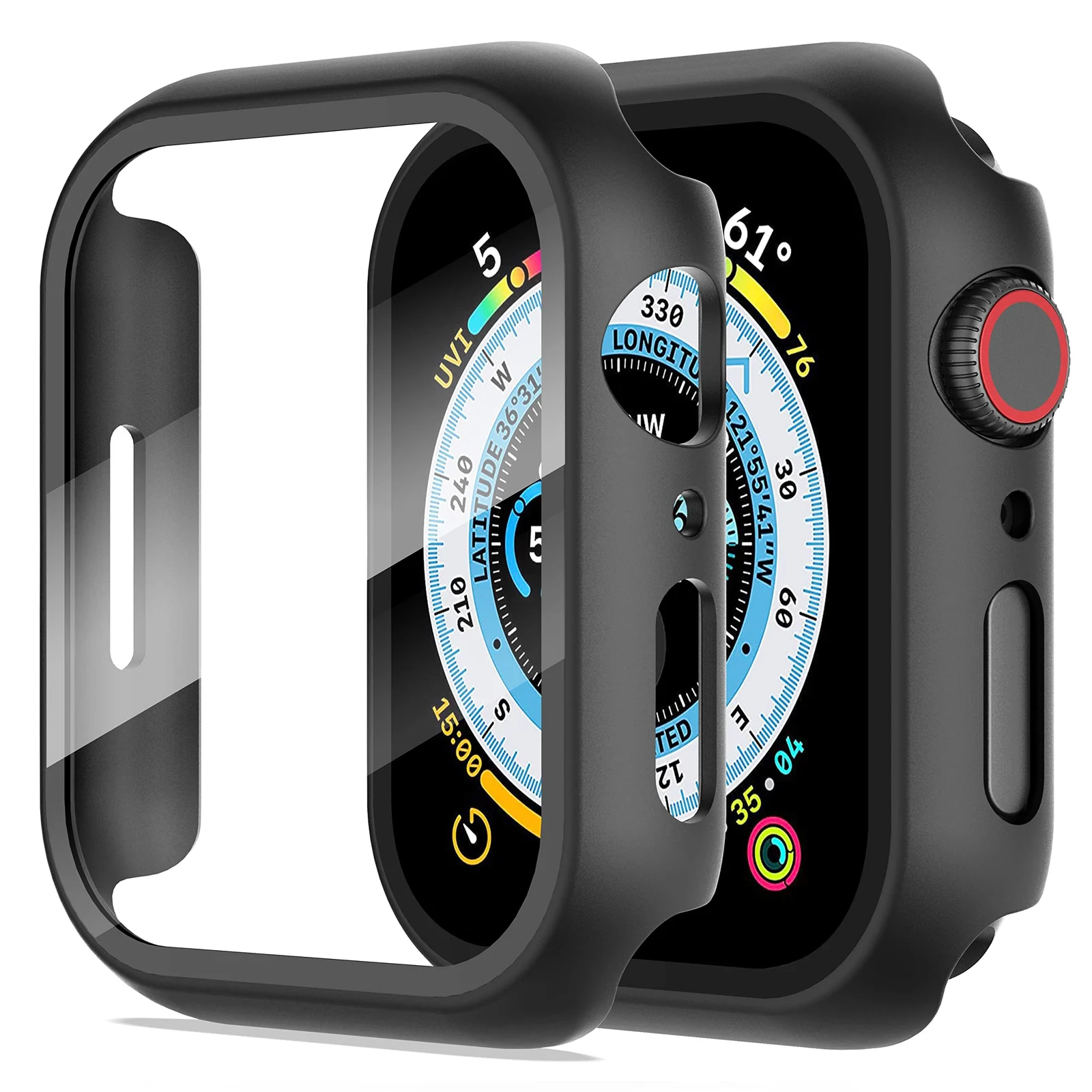 DL3 Mobilak Stainless Steel Band with Case Compatible with Apple Watch Band 45mm Series 9/8/7, Men Woman Business Strap with Protective Bumper Cover for iWatch Series 7/8/9 45mm - Silver Black