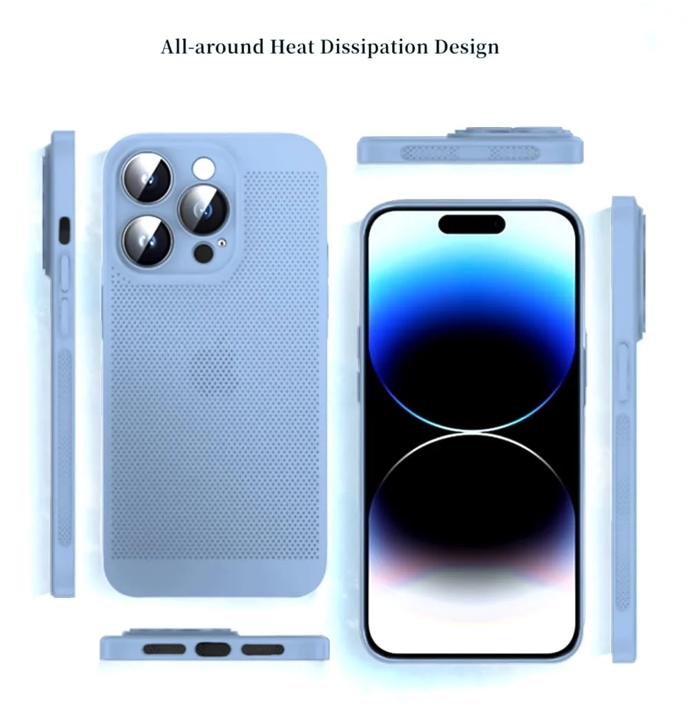 DL3 Mobilak PC Protective Case for iPhone 15 Pro Max 6.7-Inch, Supports wireless charging, Camera protection, Shock-absorbing protection - Baby Blue