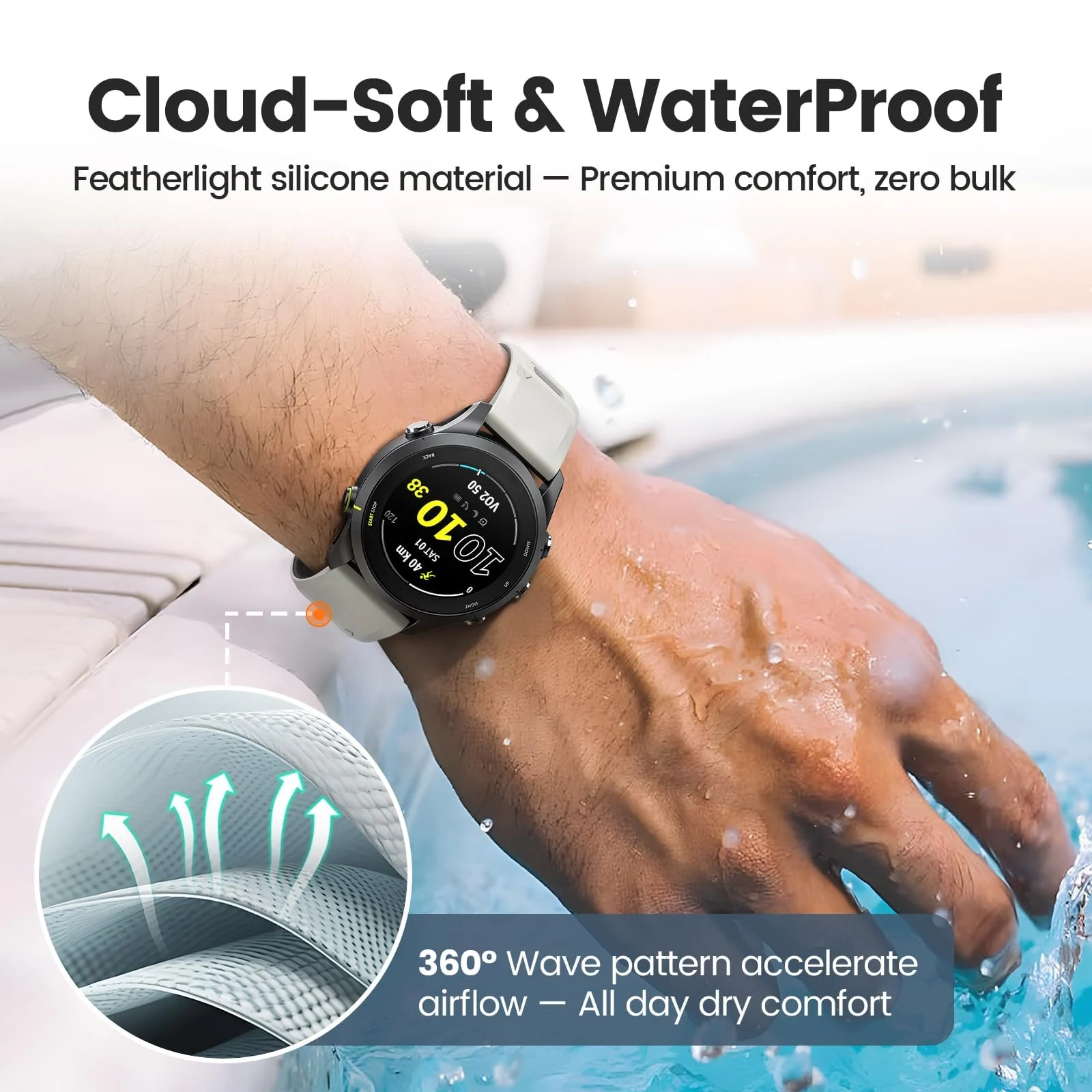 DL3 Mobilak Silicone Sport Band 22MM Strap For Xiaomi Redmi Watch 5 Active/5 Lite/Samsung Galaxy Watch 46mm/Watch 3 45mm/Gear S3/Huawei watch GT5 GT4 46MM/GT2E/GT3 Pro/GT 5 Pro - Misty Gray/dark Gray