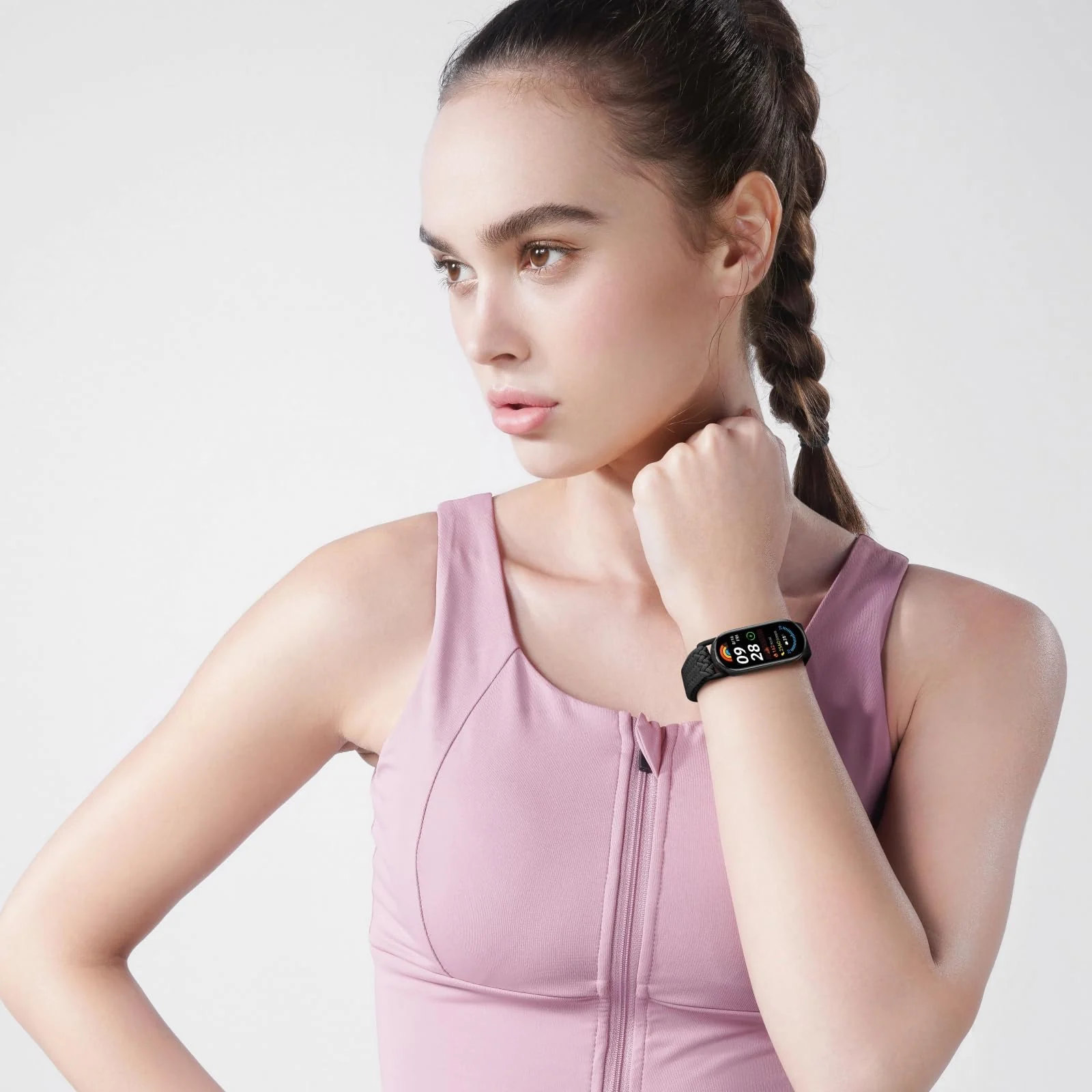 DL3 Mobilak Braided Strap for Xiaomi Mi Band 10/9/8, Men Women Breathable Elastic Nylon with Magnetic Buckle Watch Band for Xiaomi Smart Band 10/Xiaomi Smart Band 9/8 - Black
