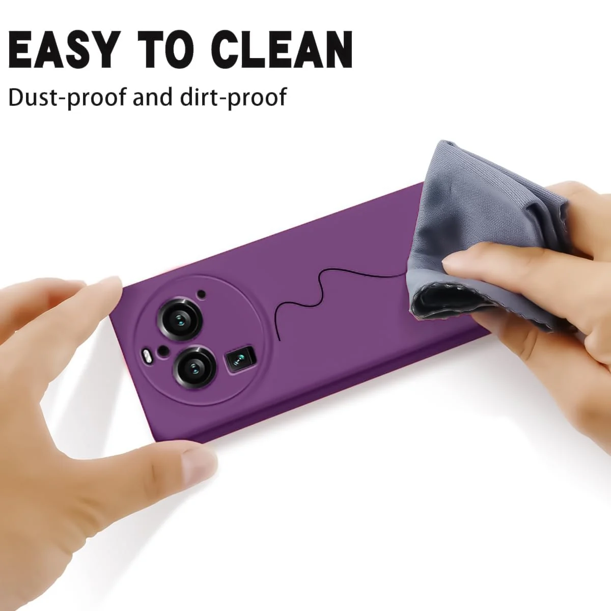 DL3 Mobilak Liquid Silicone Protective Case with Soft Microfiber Lining with Full Camera Protection for OPPO Find X6 Pro - Violet