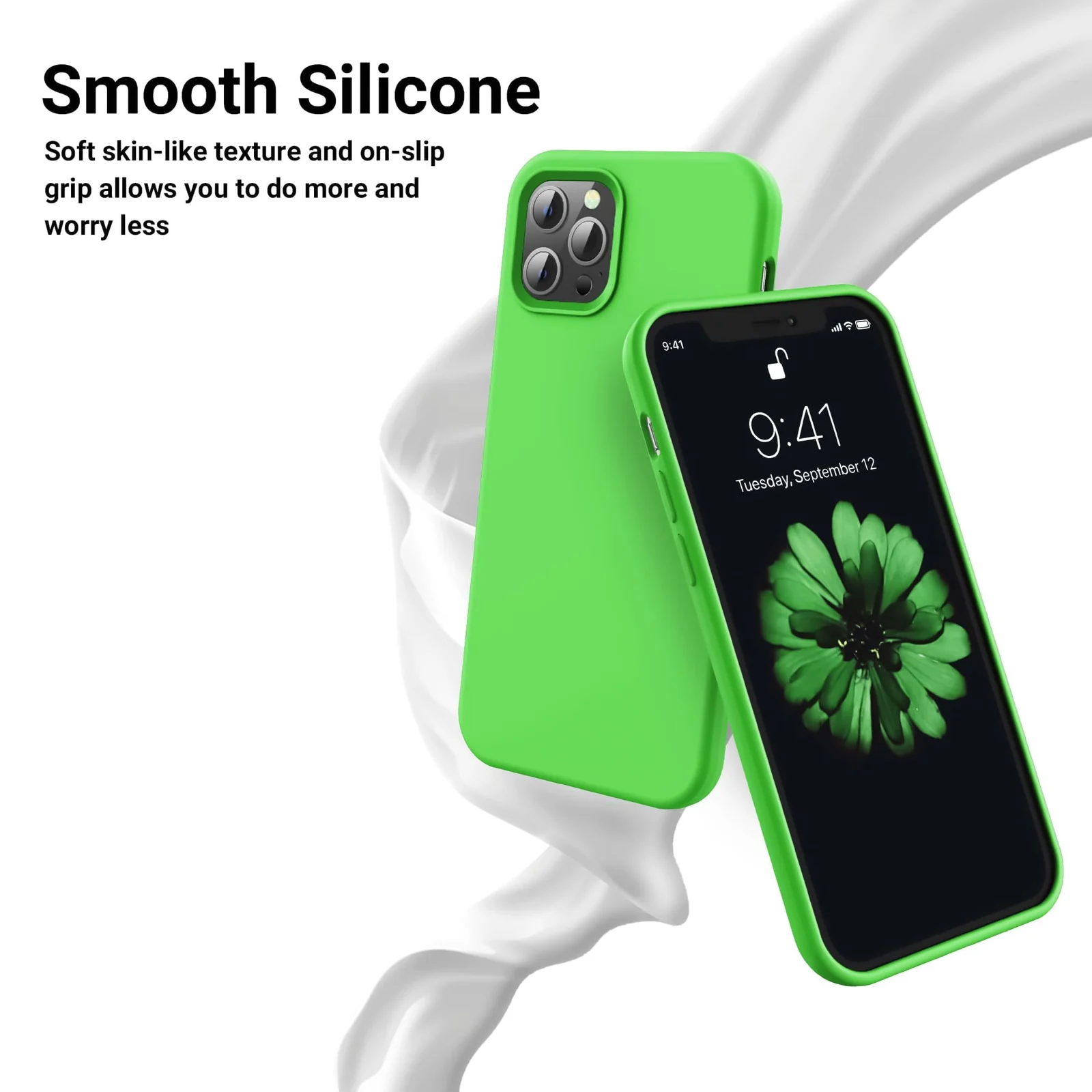 DL3 Mobilak Compatible with iPhone 11 Pro Max (6.5 Inch) Case, Liquid Silicone Case, Full Body Protective Cover, Shockproof, Slim Phone Case, Anti-Scratch Soft Microfiber Lining - Neon Green