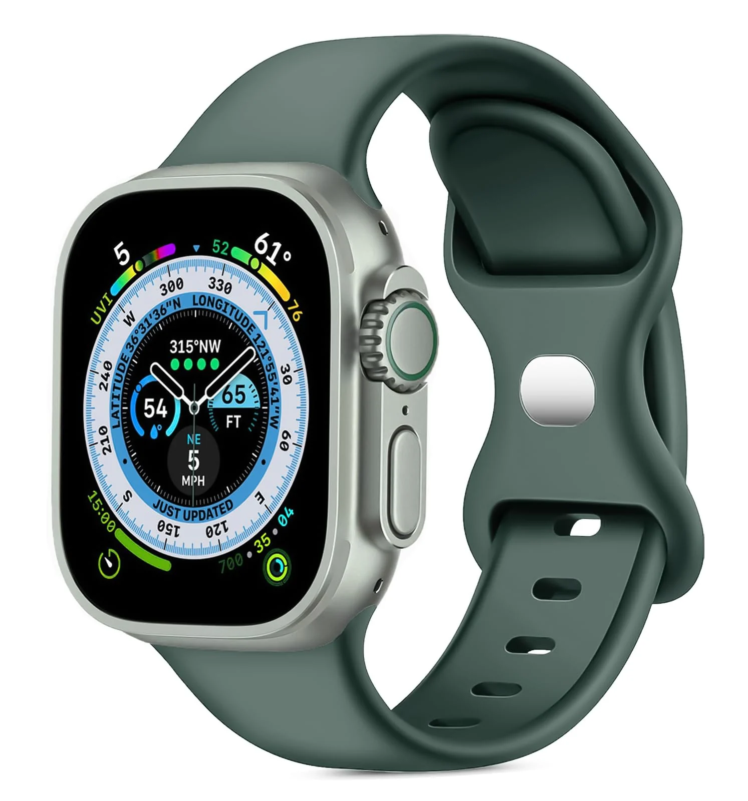 DL3 Mobilak Band with Case For Apple Watch Ultra/Ultra 2 49mm, Adjustable Silicone Sport Wristband Replacement, Strap With Cover Built-in Glass Screen Protector for iWatch Ultra 49 mm - Pine Green