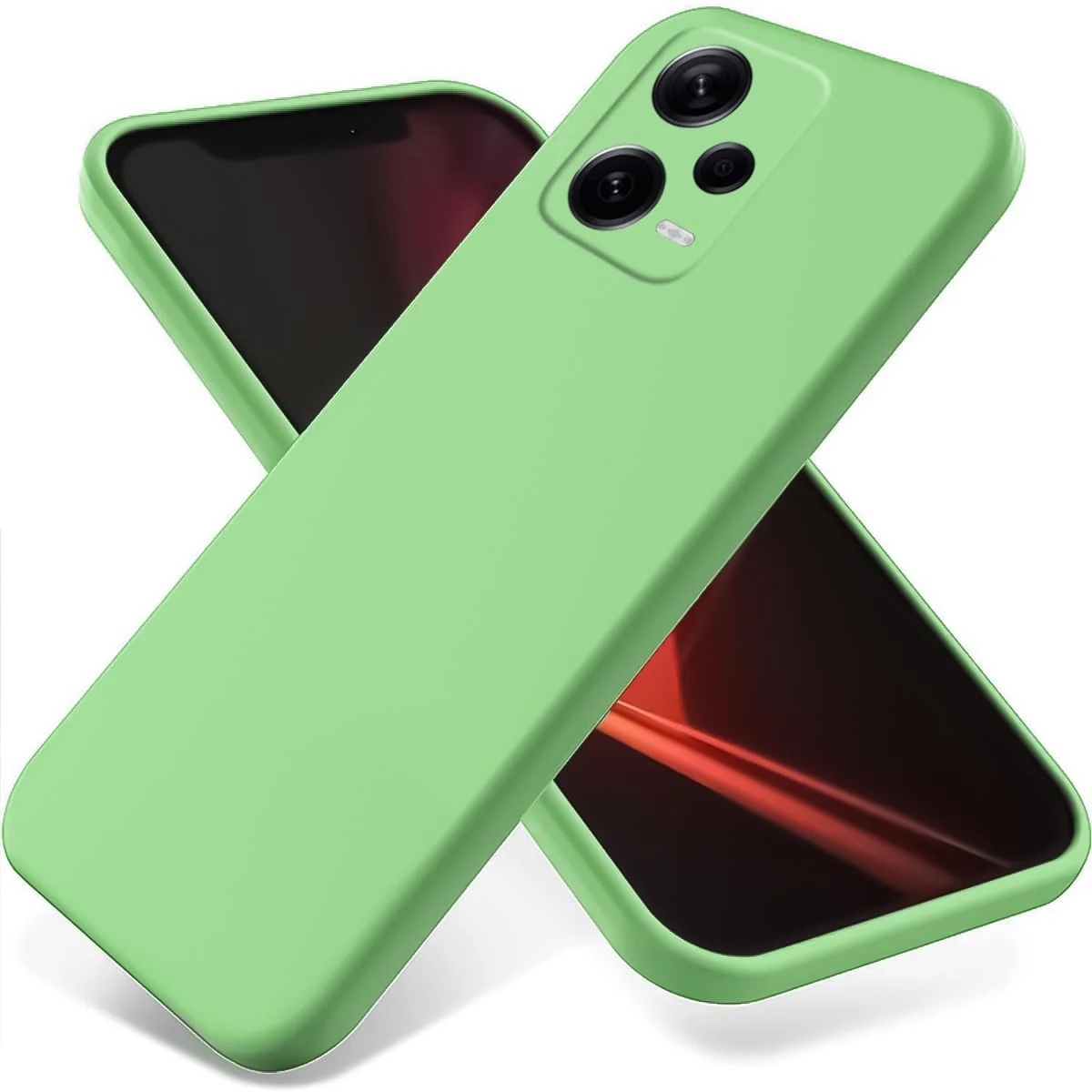 Dl3 Mobilak Xiaomi Redmi Note 12 Pro+/12 pro plus 5G Case,Soft Flexible Silicone Gel Rubber Bumper Cover,Full Body Shockproof Protective Phone Case (Light Green)
