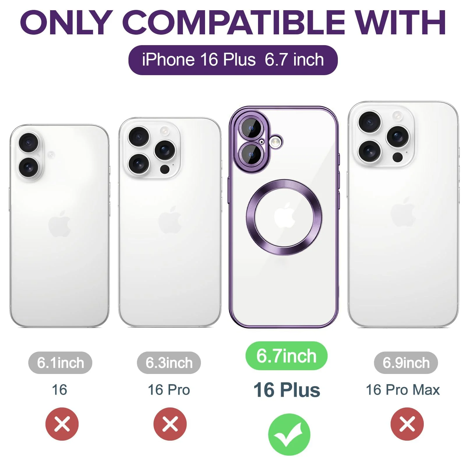 DL3 Mobilak Plated-Edge TPU Protective Case with Camera Protection for iPhone 16 Plus - Deep Purple