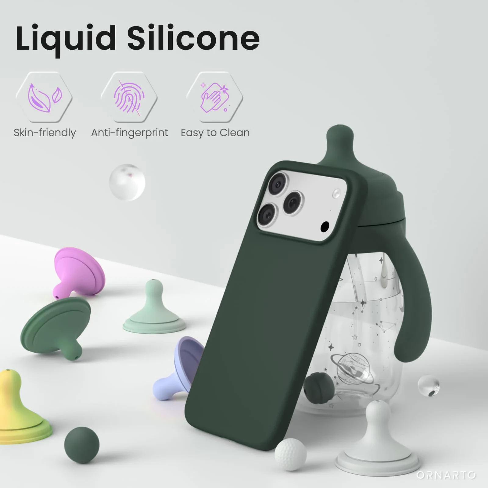 DL3 Mobilak Liquid Silicone Case for iPhone 17 Pro Max 6.9-Inch, Supports wireless charging, Shock-absorbing protection, Scratch-resistant surface - Green 2
