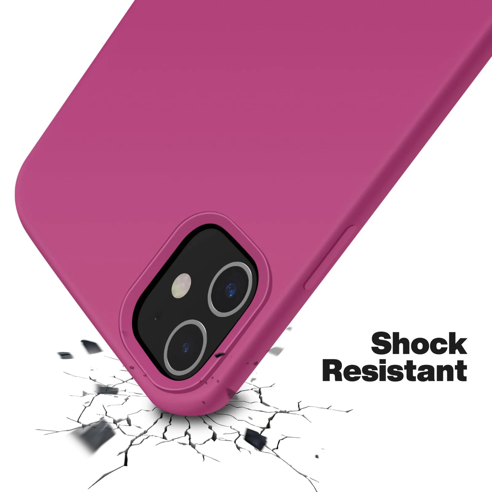DL3 Mobilak Liquid Silicone Protective Case for iPhone 11 (6.1 Inch) with Camera Protection and Microfiber Lining - Fuchsia