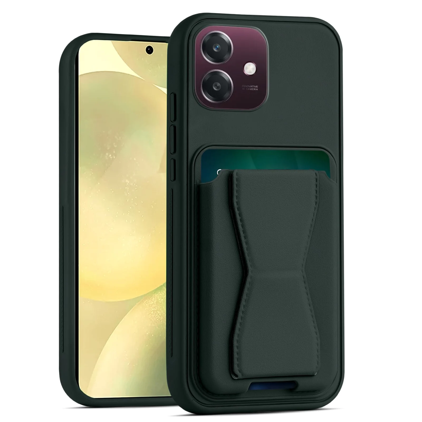 Dl3 Mobilak Leather Wallet Case Compatible with Oppo A3 / Oppo A3X, Leather Back Cover With TPU Frame, Shockproof Protective Phone Case with Card Holder Stand (Black)