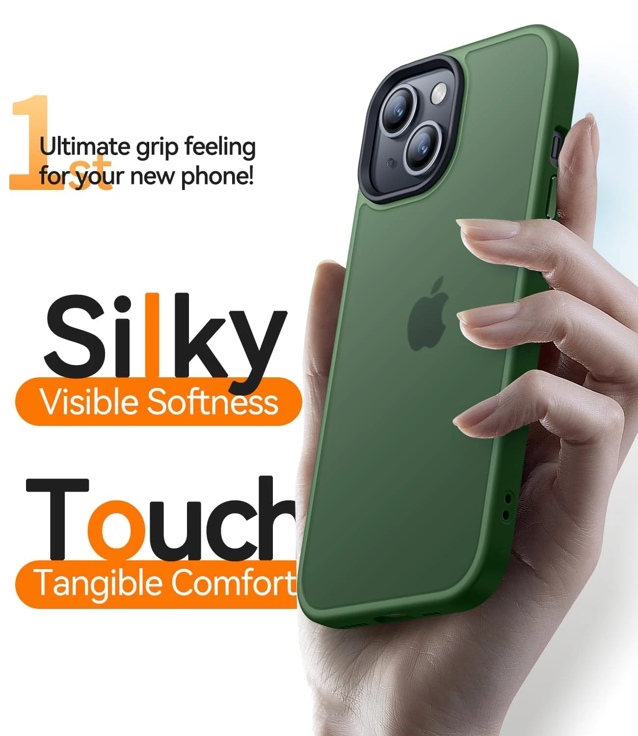 DL3 Mobilak Matte Protective Case for iPhone 13 / iPhone 14 with Camera Protection and Shockproof Design - Green