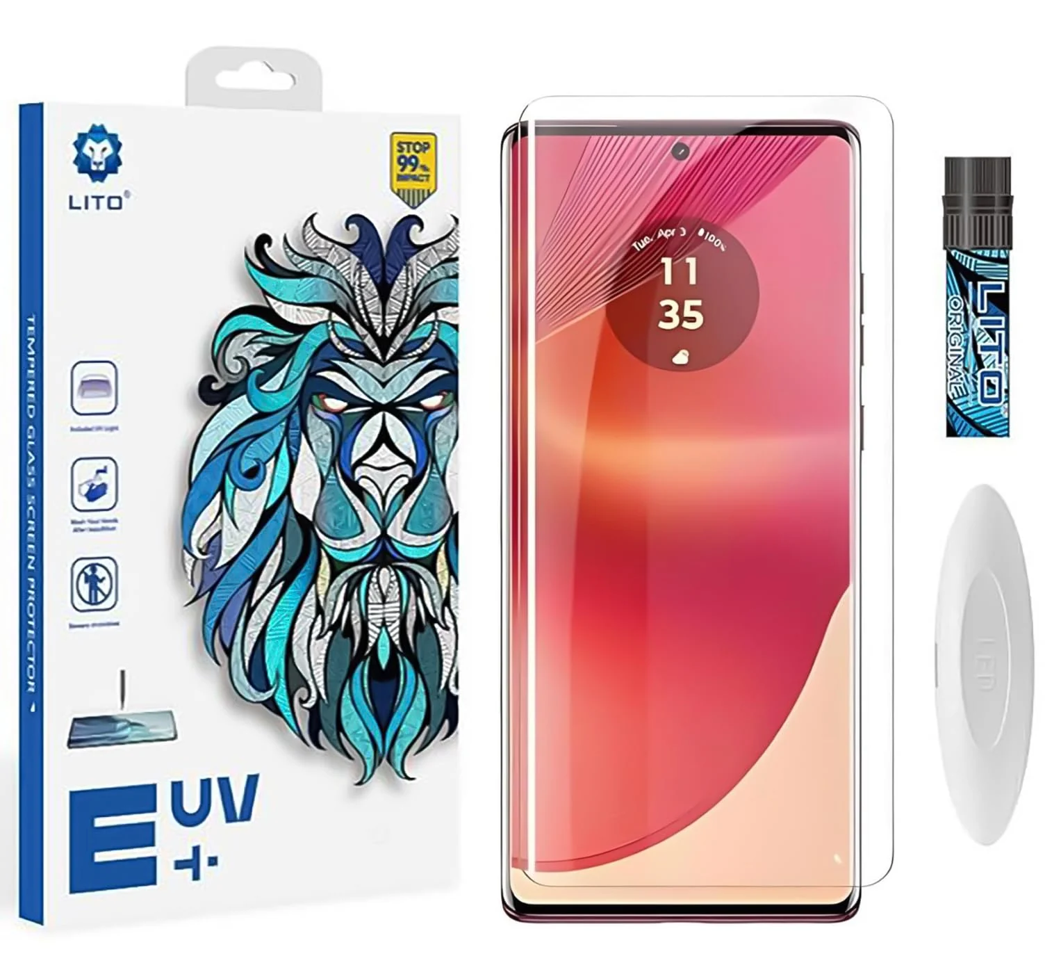 DL3 Mobilak Li-to Screen Protector Motorola Moto G85 5G / Motorola Edge 50 Fusion [Liquid UV Tempered Glass] Full Screen adhesive [Sensitive Touch][Fingerprint Sensor Compatible] HD - Clear