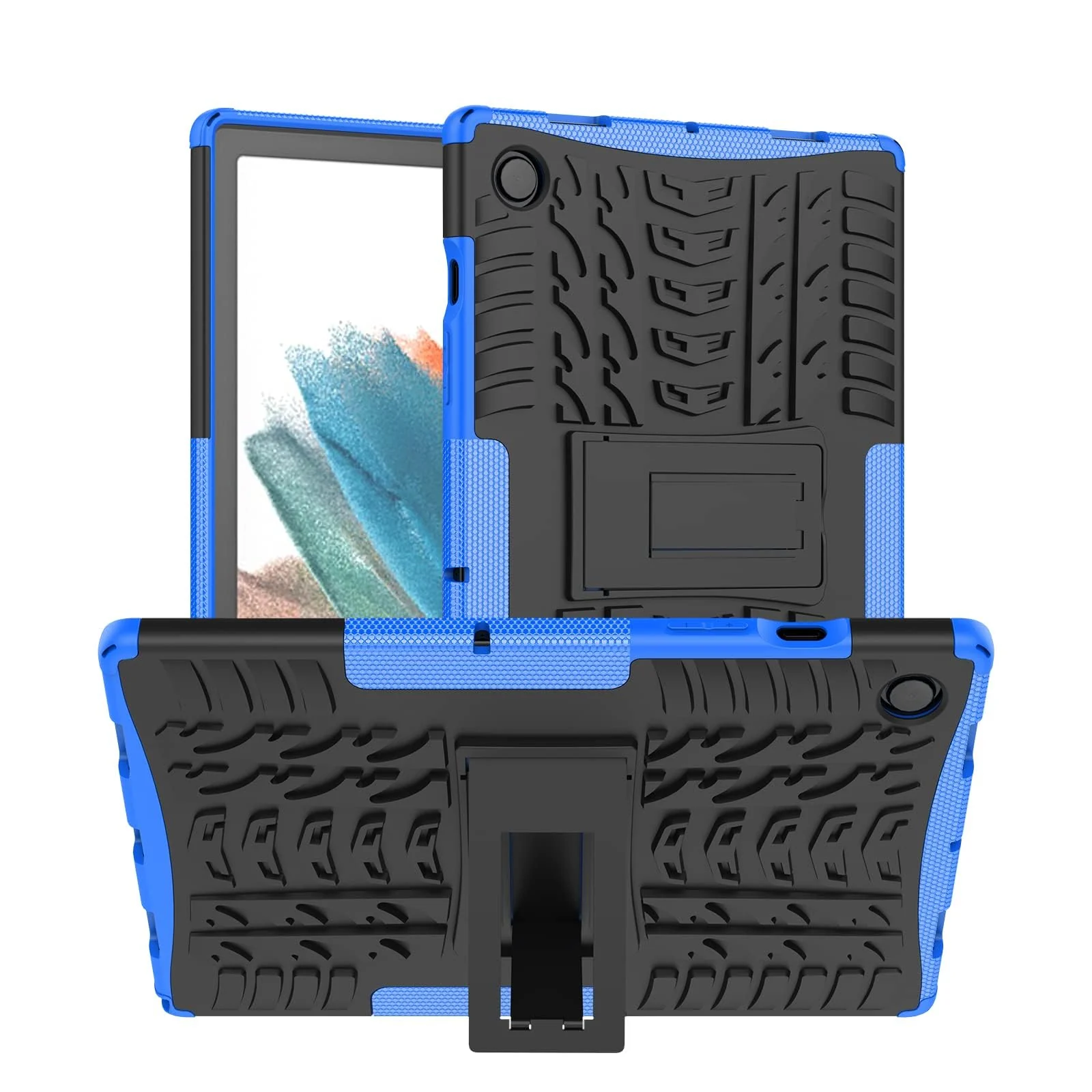DL3 Mobilak Case For Samsung Galaxy Tab A8 10.5 Inch 2021(-X200/-X205/-X207), Hybrid Rugged Armor Heavy Duty 2 in 1 TPU + PC Combo Dual Layer Shockproof Case with Kickstand - Blue