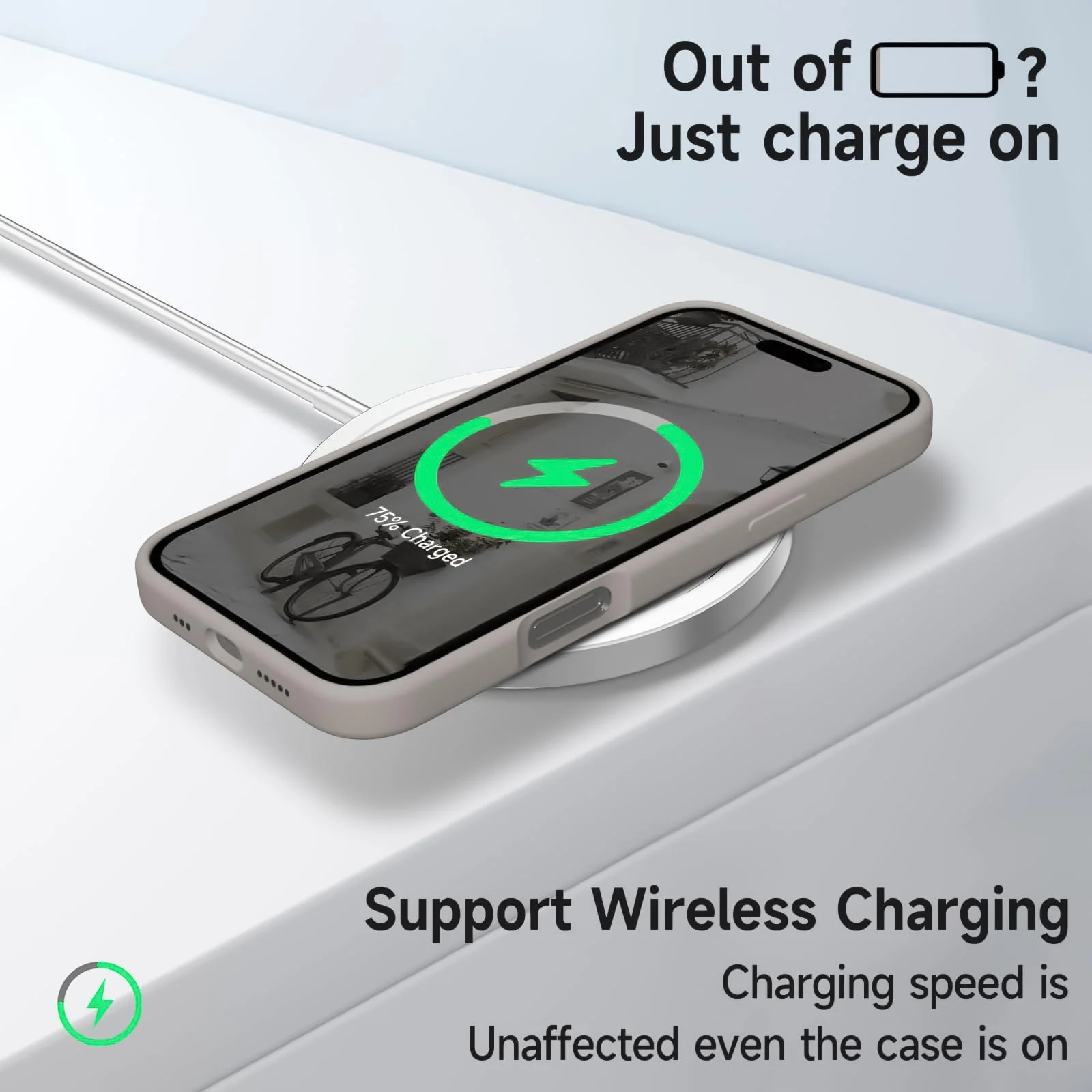 DL3 Mobilak Liquid Silicone Case for iPhone 16 + Plus 6.7-Inch, Supports wireless charging, Shock-absorbing protection, Scratch-resistant surface - Stone