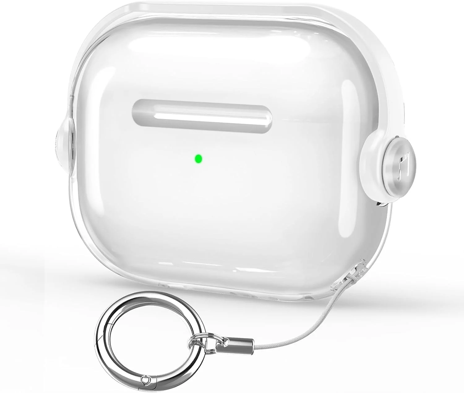 DL3 Mobilak Case for Apple AirPods 4 [With Closure Lid] [Front LED Visible] [With Wrist Strap] Skin Case Compatible with AirPods 4(2024) - Clear White