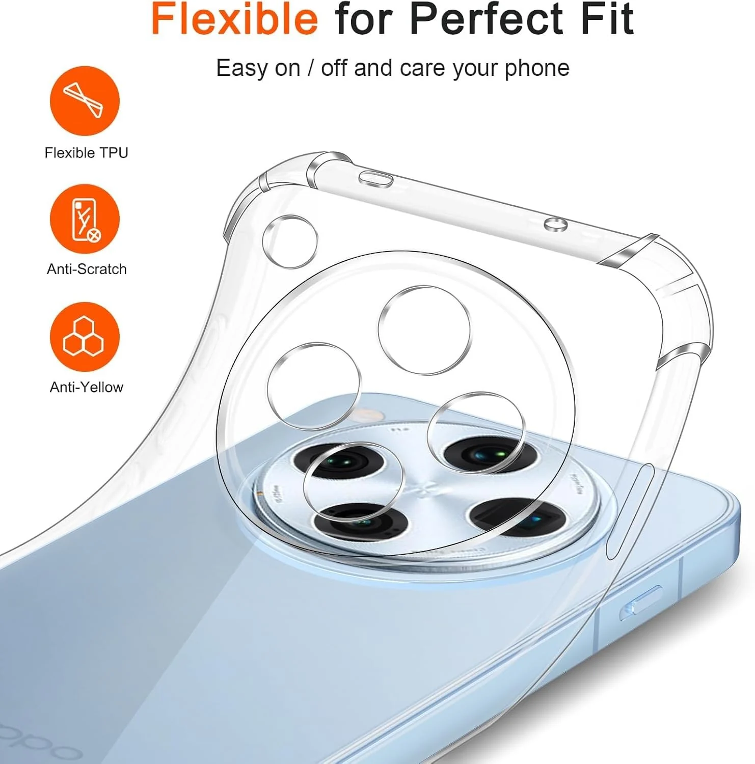 DL3 Mobilak Clear TPU Case for OPPO Find X8 / Find X8 Pro, Camera protection, Shock-absorbing protection, Scratch-resistant surface - Clear